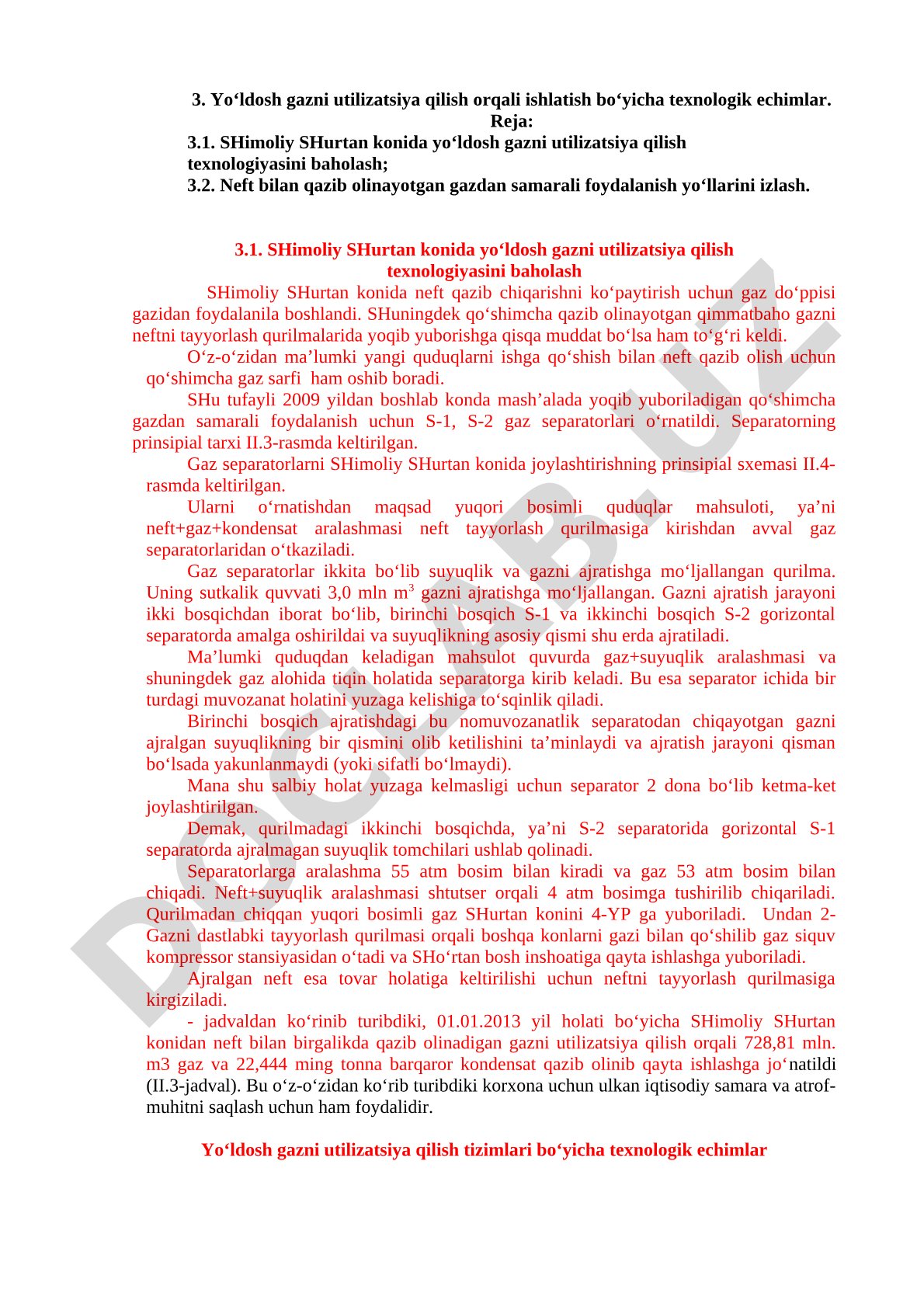 Yo‘ldosh gazni utilizatsiya qilish orqali ishlatish bo‘yicha texnologik echimlar