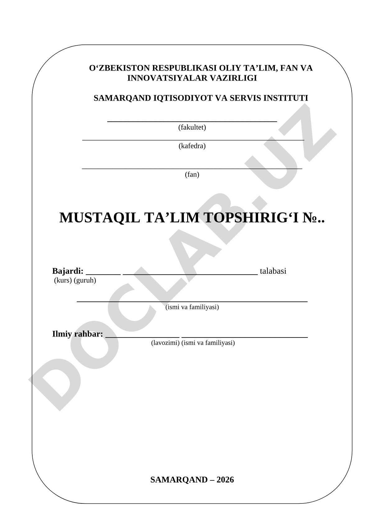 Turizmda strategik menejment, mehmonxona boshqaruvi va SWOT tahlil topshiriqlari