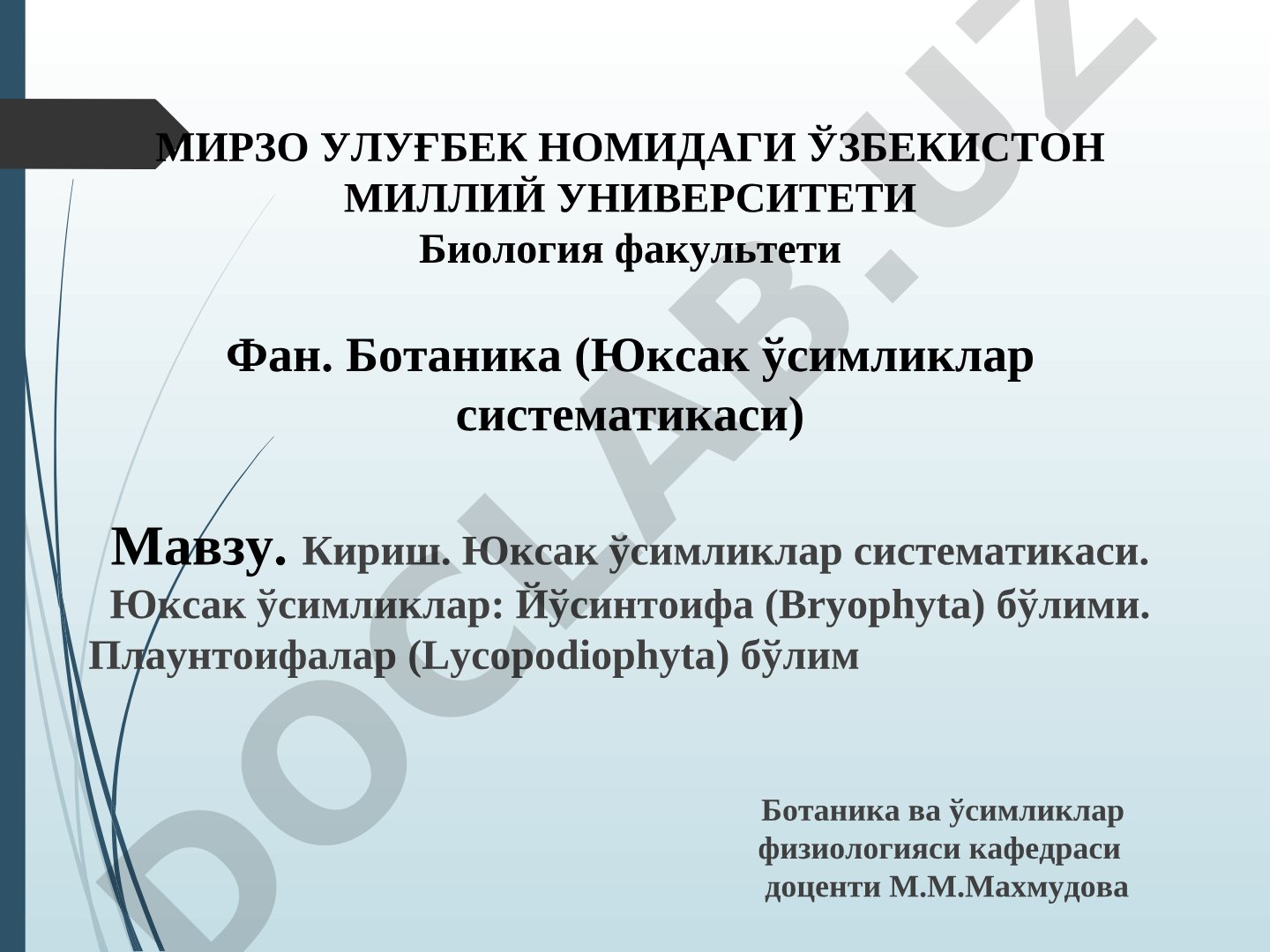 Юксак ўсимликлар систематикаси: йўсинтоифа ва плаунтоифалар