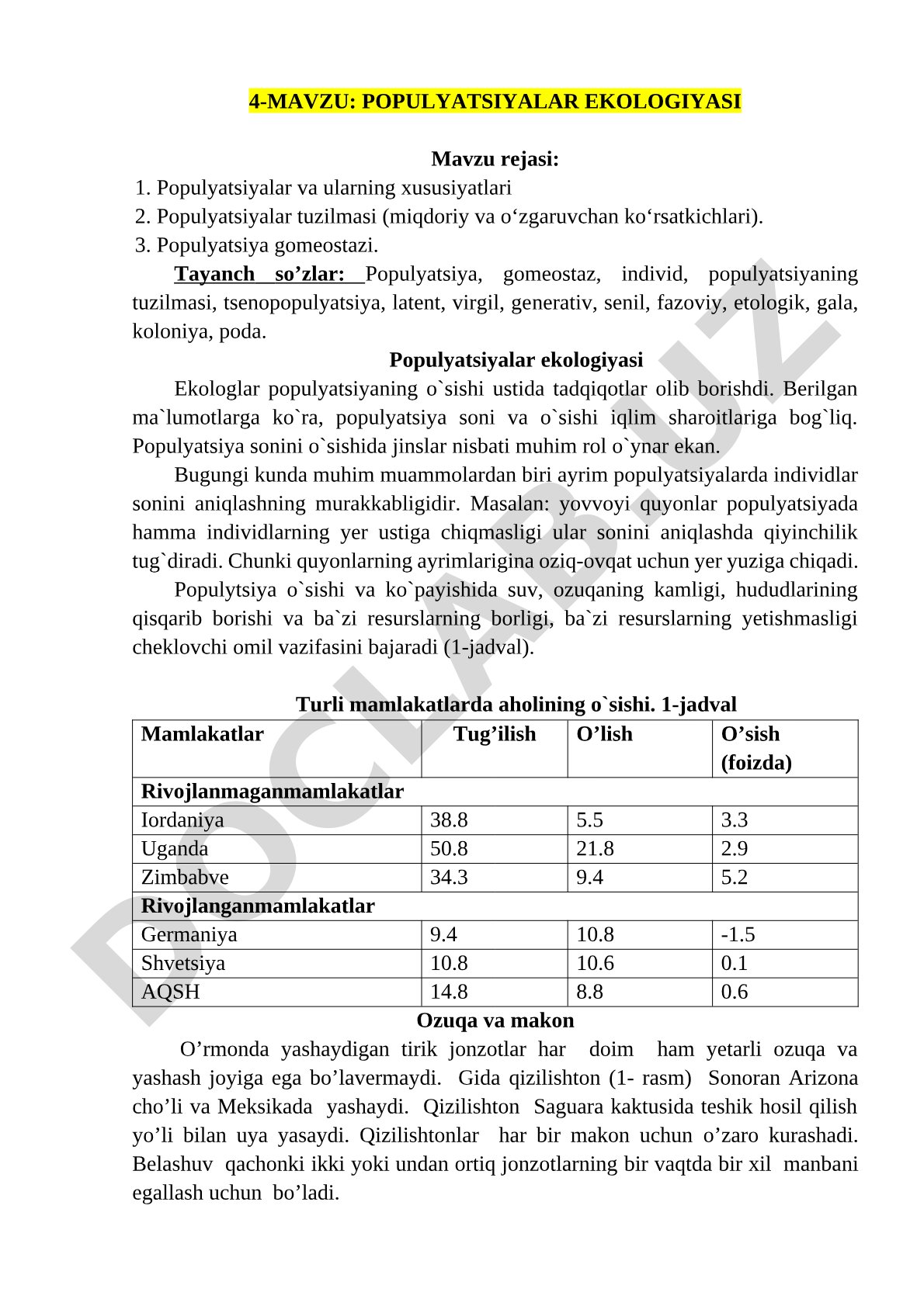 Populyatsiyalar ekologiyasi
