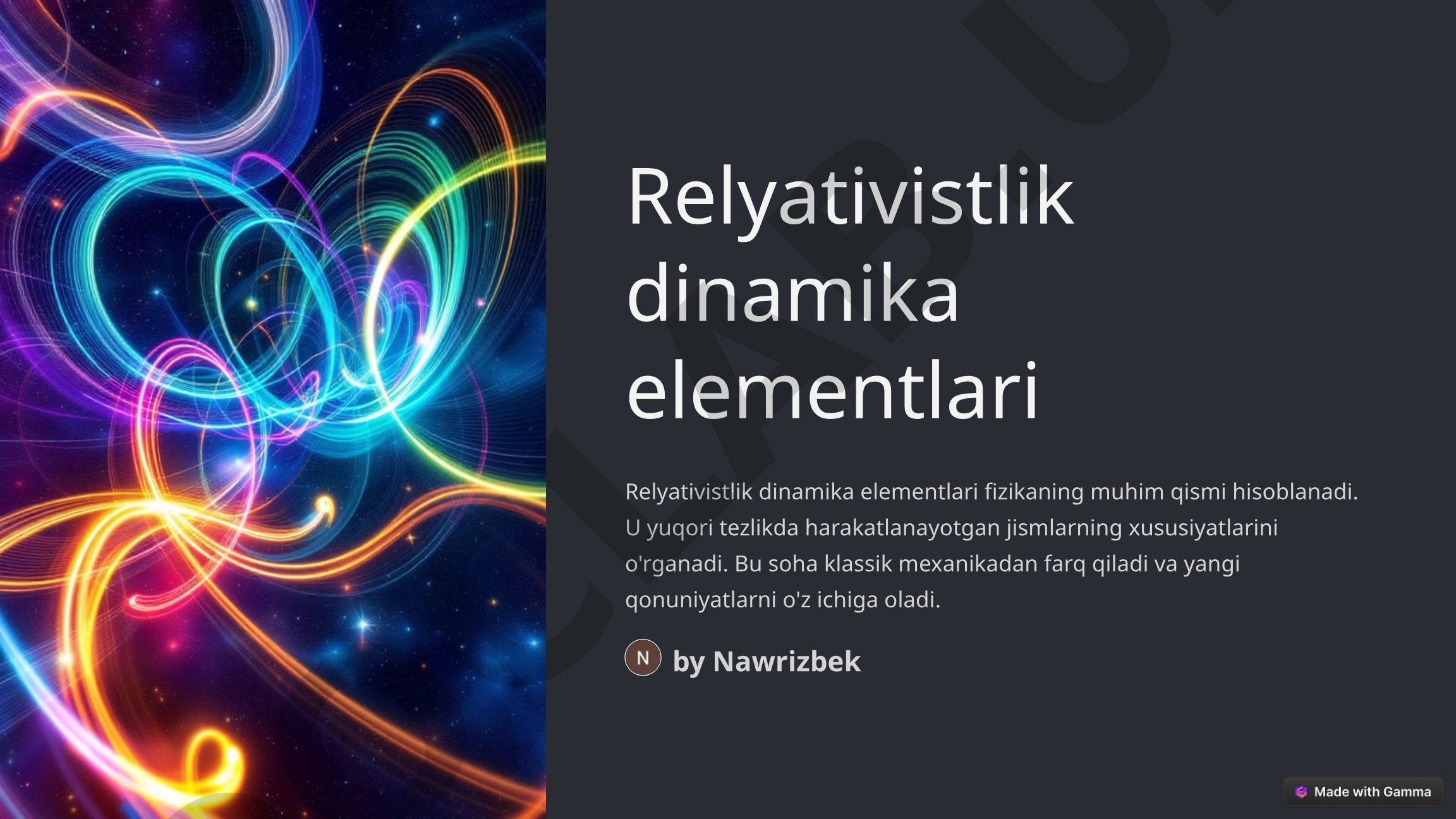 Relyativistlik dinamika elementlari