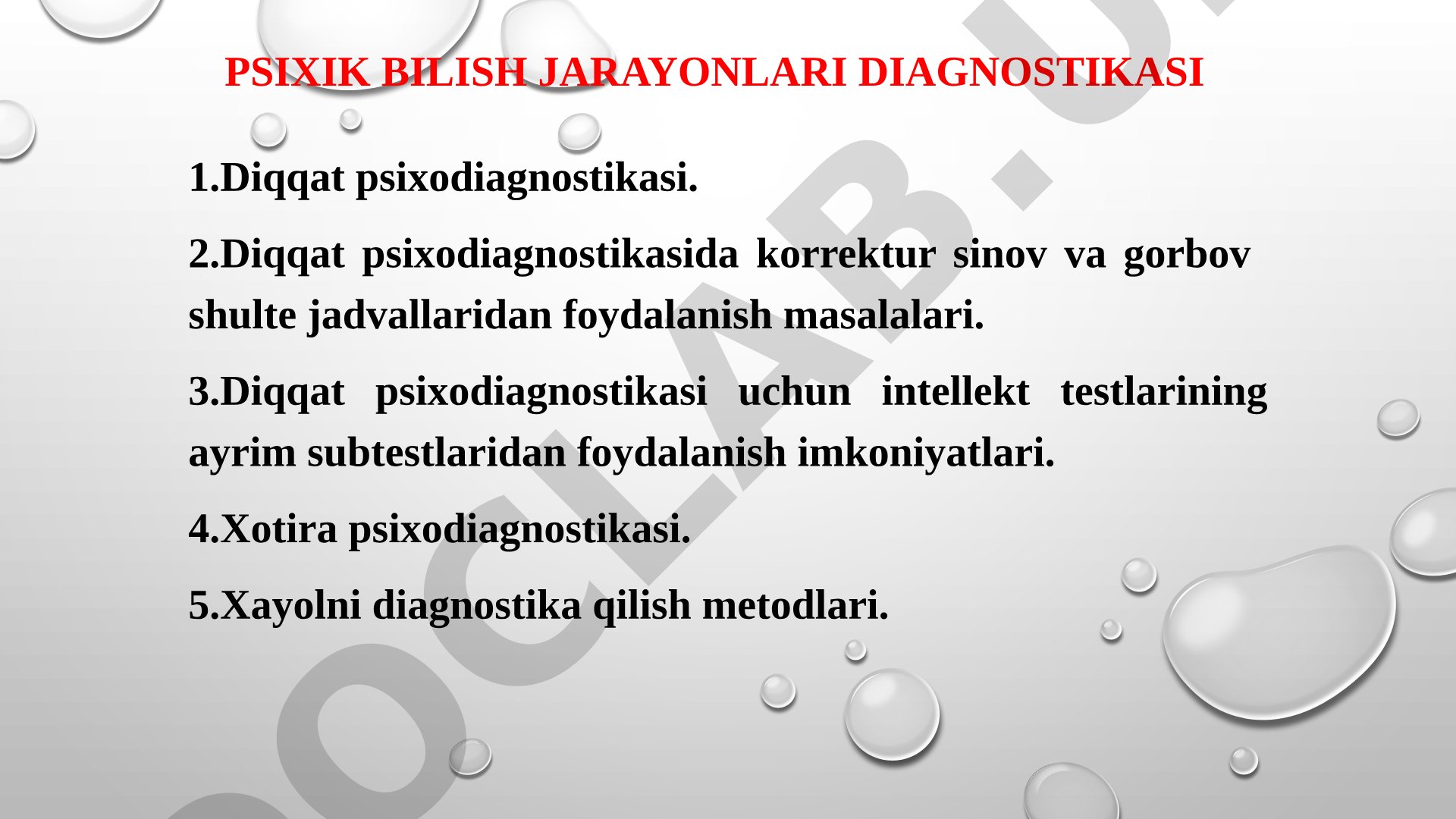 Psixik bilish jarayonlari diagnostikasi