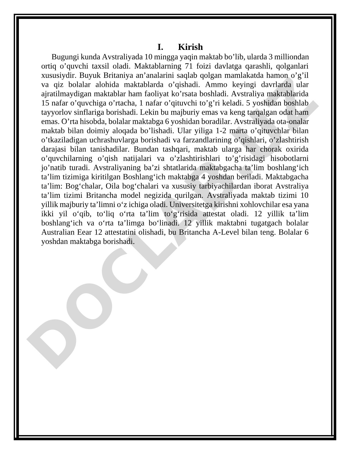 Avstraliyada maktab ta'limi tizimi