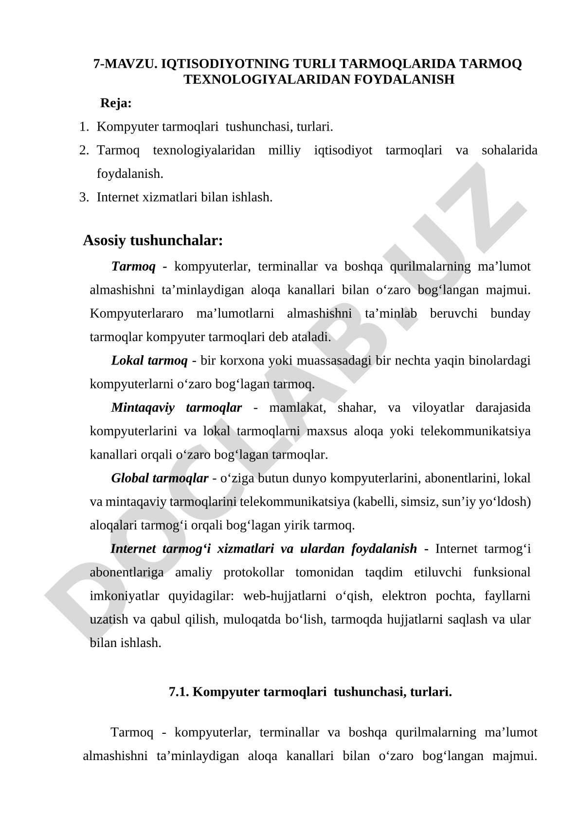 Iqtisodiyotning turli tarmoqlarida tarmoq texnologiyalaridan foydalanish