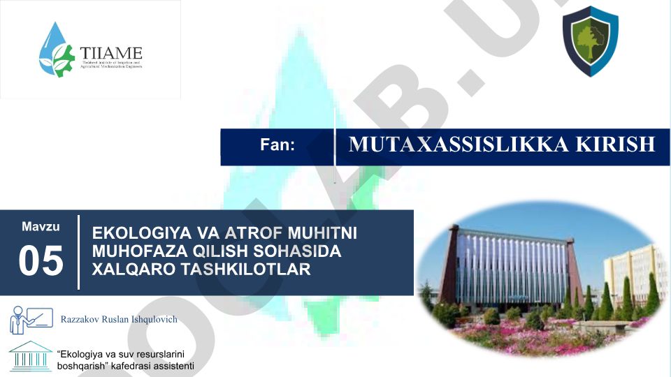 Xalqaro ekologik hamkorlik va atrof-muhitni himoya qilish