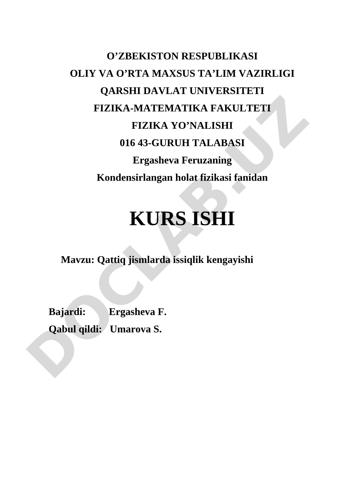 Qattiq jismlarda issiqlik kengayishi