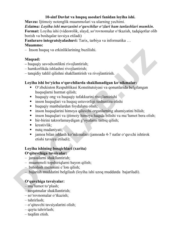 Ijtimoiy notenglik muammolari va ularning yechimi