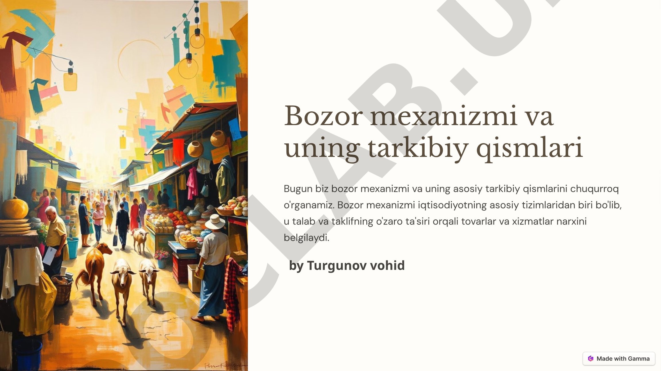 Bozor mexanizmi va uning tarkibiy qismlari
