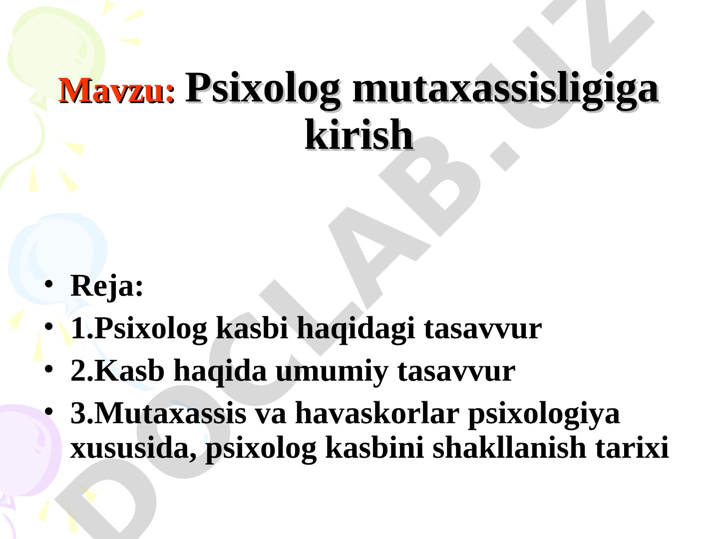 Psixolog mutaxassisligiga kirish
