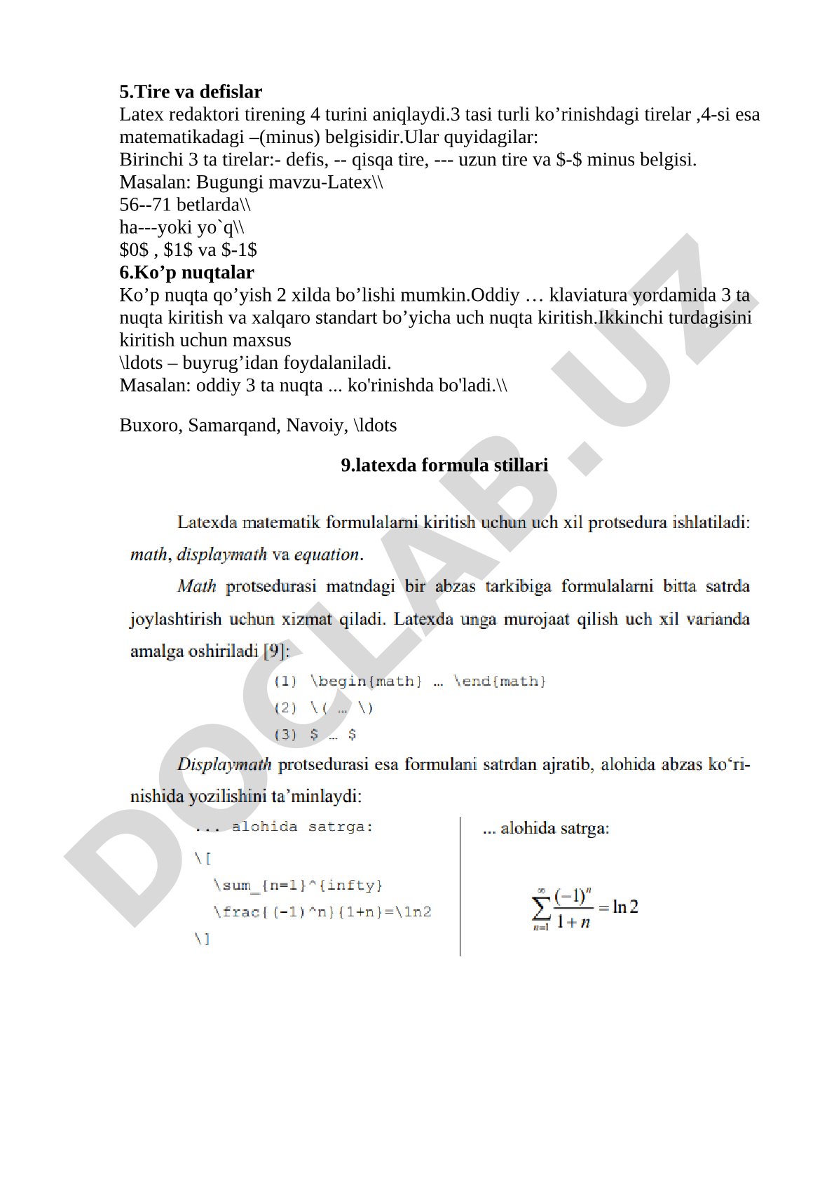 Latexda tire, defis va formula stillari