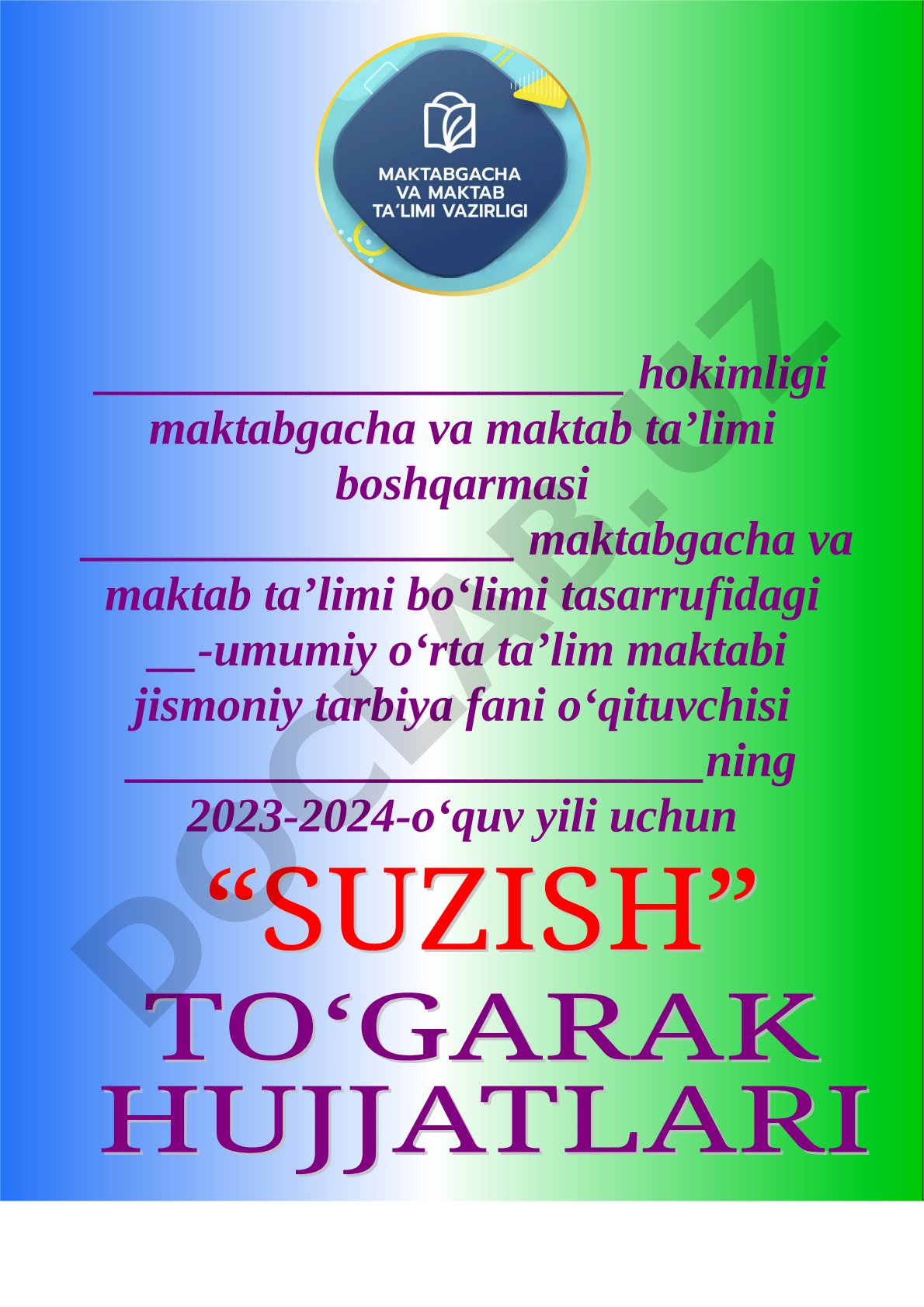Suzish to'garagining 2023-2024 o'quv yili ish rejasi