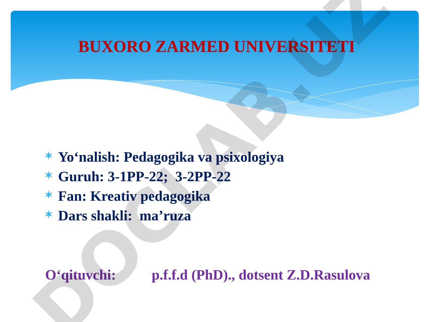 Kreativ pedagogika fan sifatida