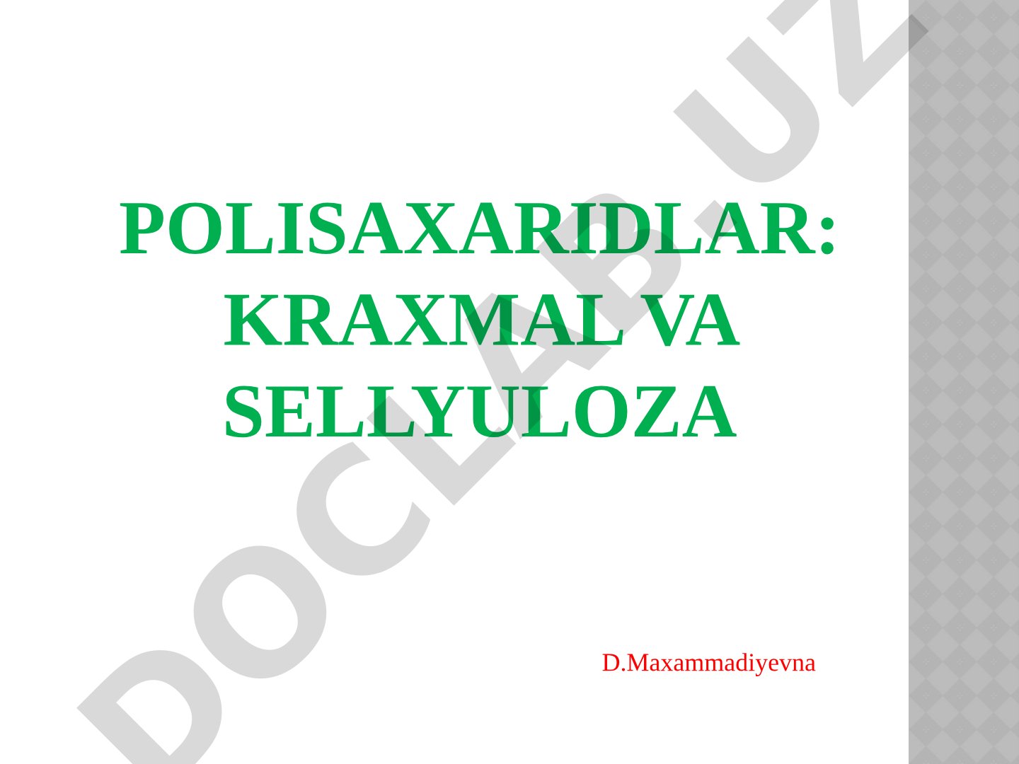 Polisaxaridlar: Kraxmal va Sellyuloza
