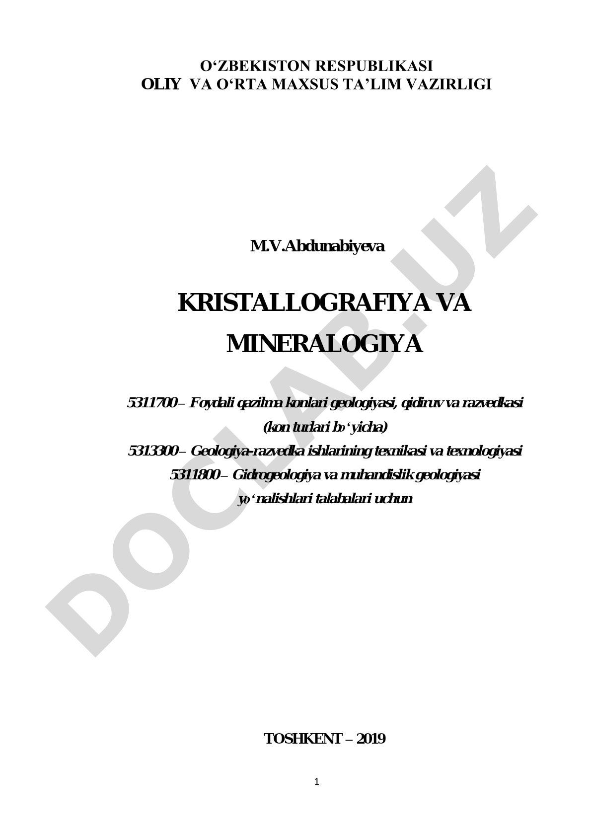 Kristallografiya va mineralogiya