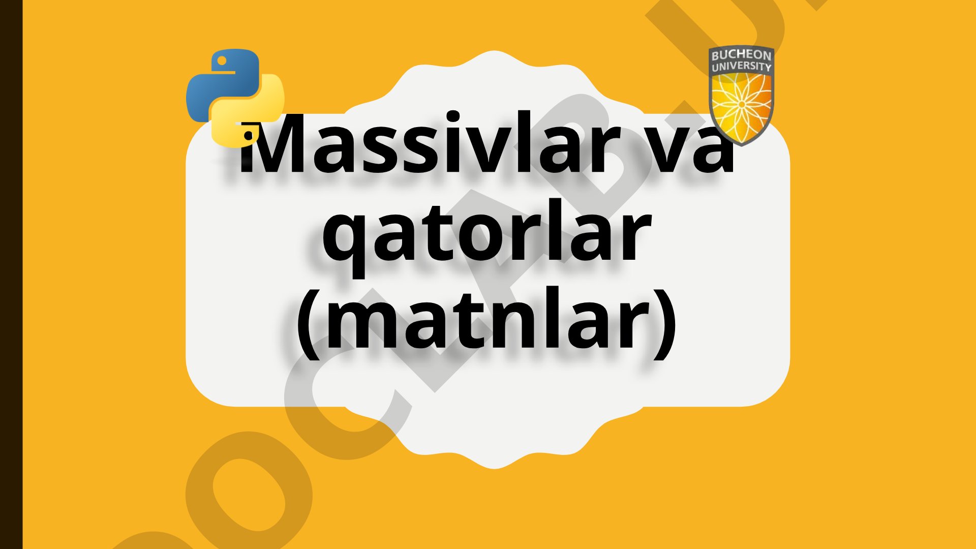 Massivlar va qatorlar bilan ishlash