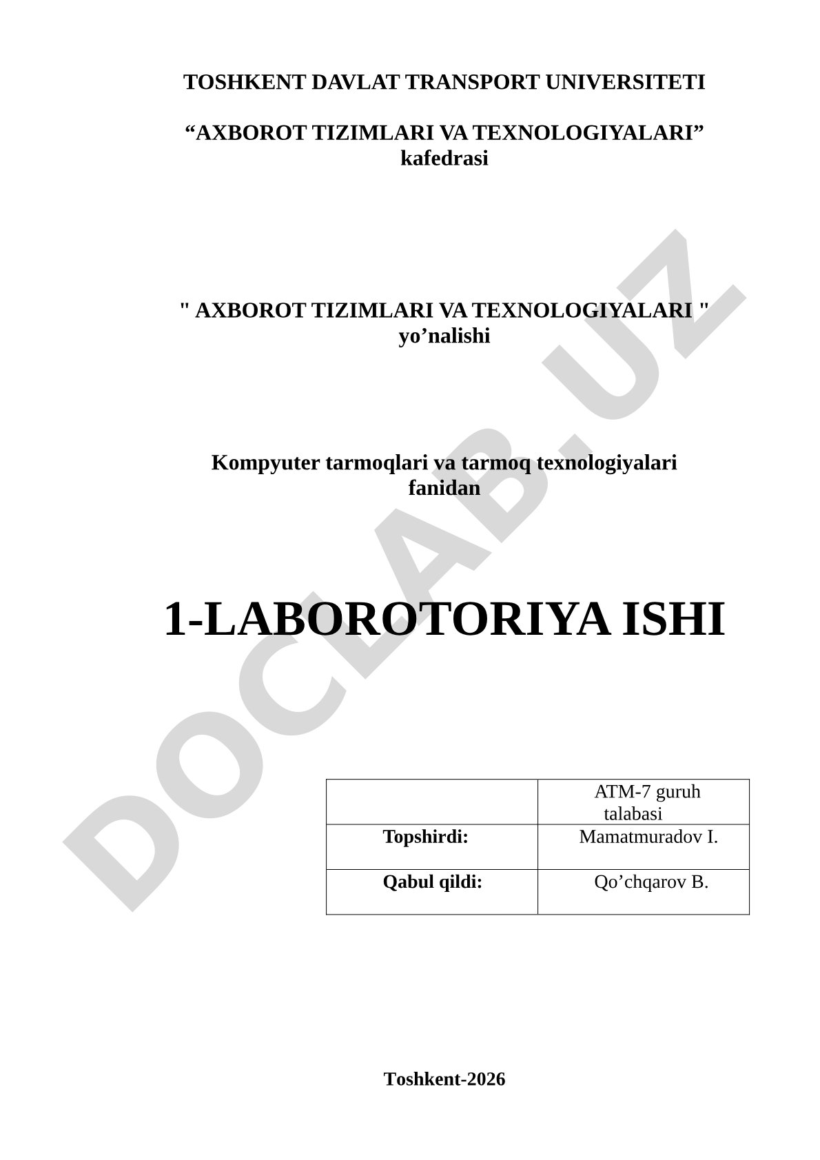 Tarmoq marshrutizatorlarini Serial interfeys orqali ulash va RIP protokoli yordamida marshrutlash