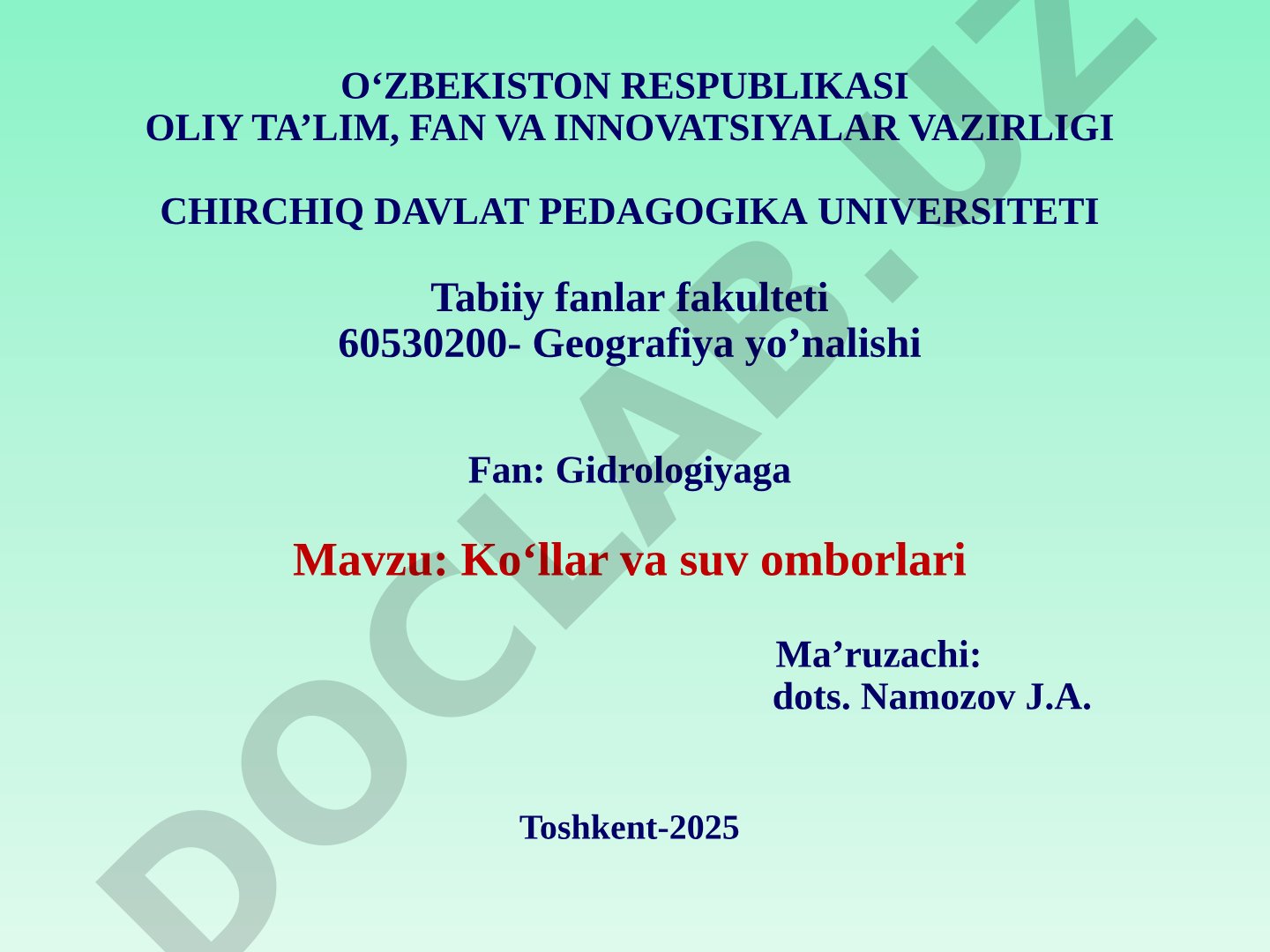 Ko‘llar va suv omborlari