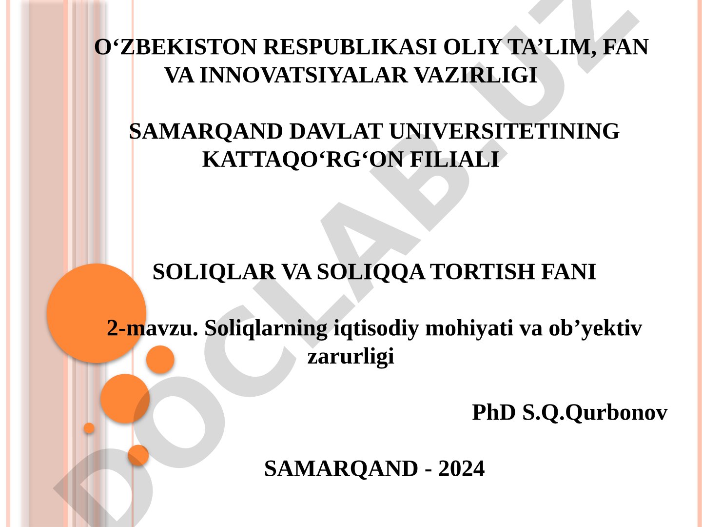 Soliqlarning iqtisodiy mohiyati va ob’yektiv zarurligi