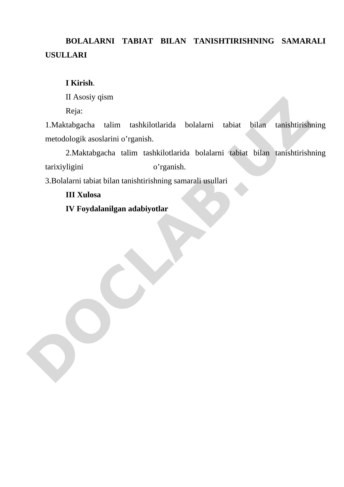 Bolalarni tabiat bilan tanishtirishning samarali usullari