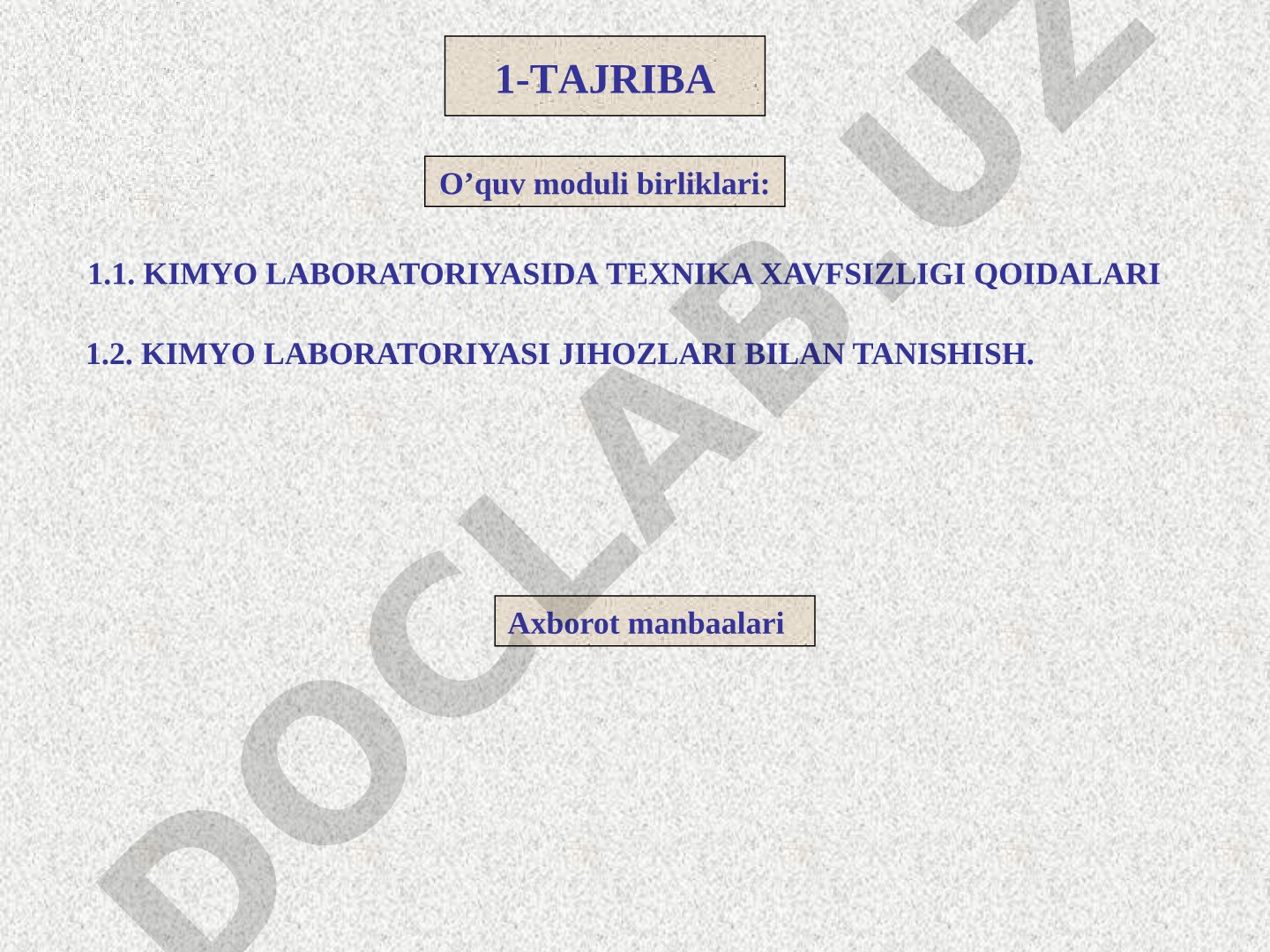 Kimyo laboratoriyasida texnika xavfsizligi qoidalari