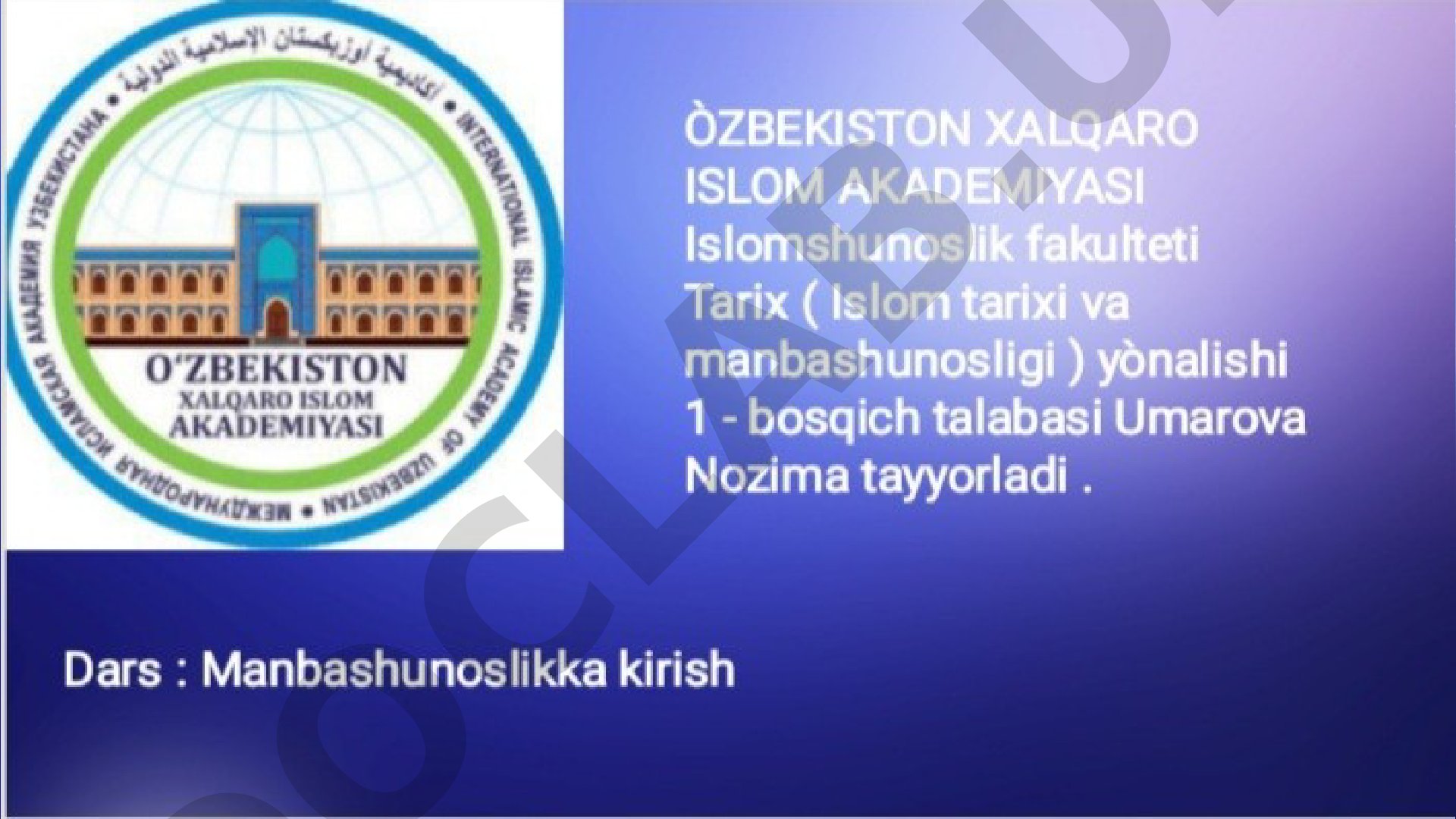 Ya. Ğ.Ğulomovning ilmiy merosi