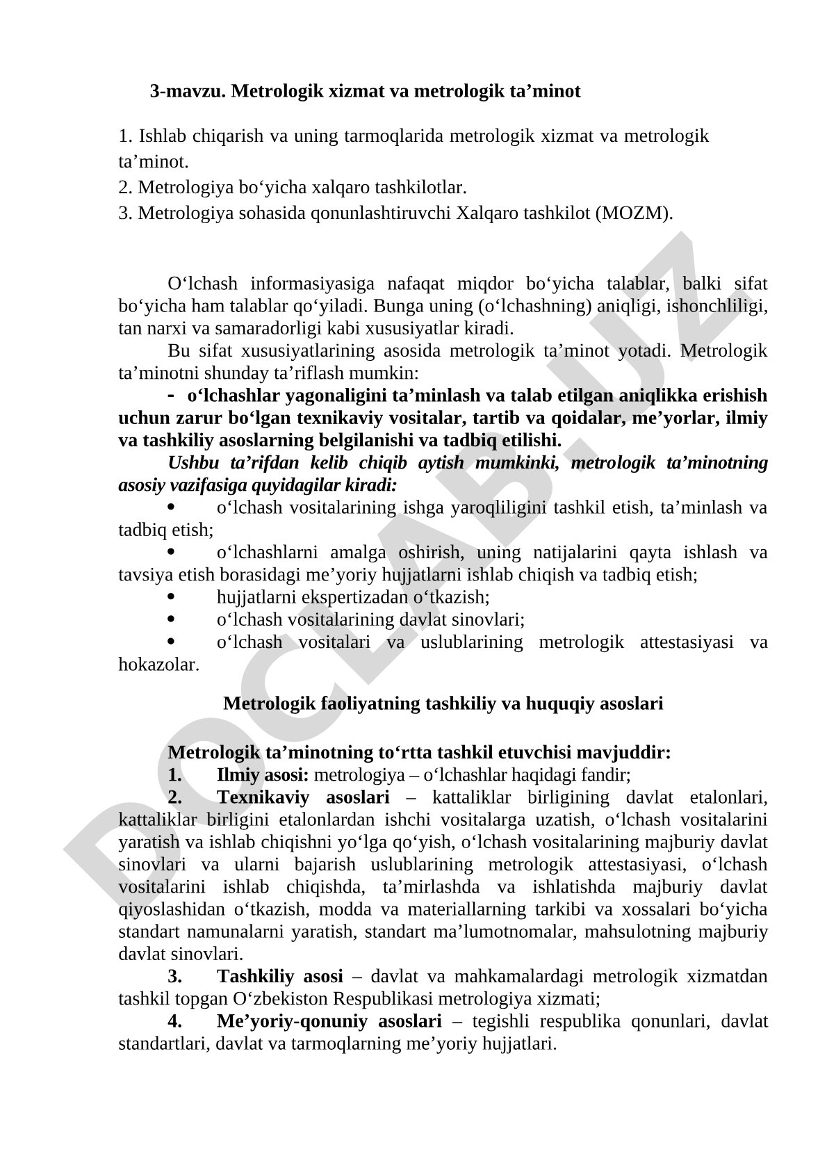 Metrologik xizmat va metrologik ta’minot