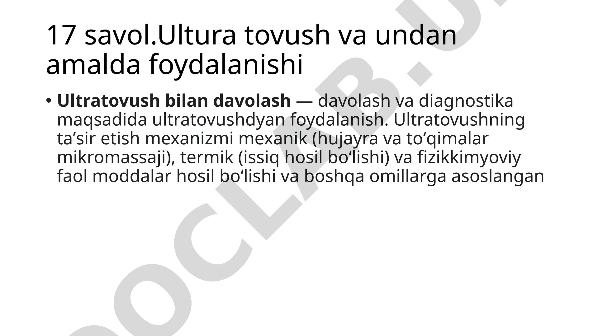 Ultratovush va undan amalda foydalanishi