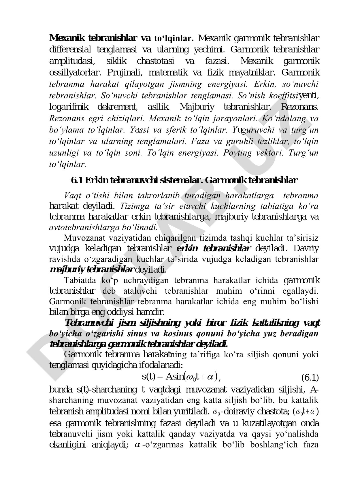 Mexanik tebranishlar va to‘lqinlar