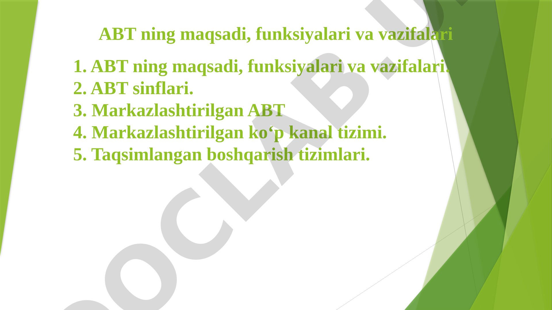 ABT ning maqsadi, funksiyalari va vazifalari
