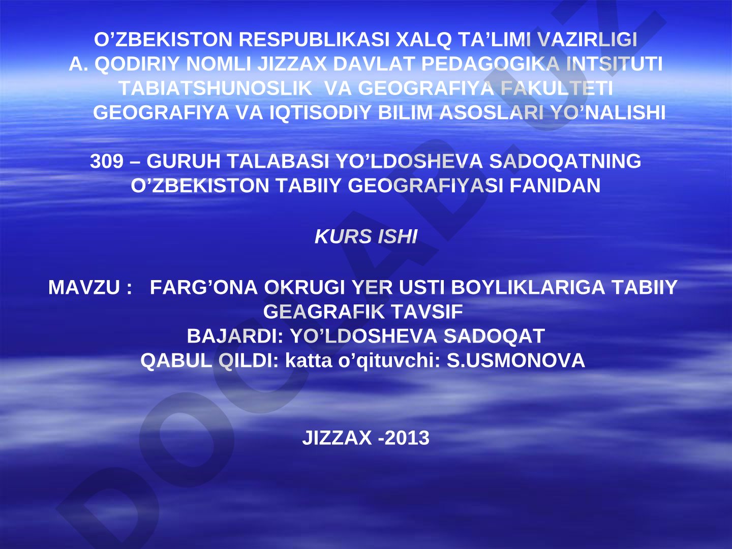 Farg’ona okrugi yer usti boyliklariga tabiiy geografik tavsif