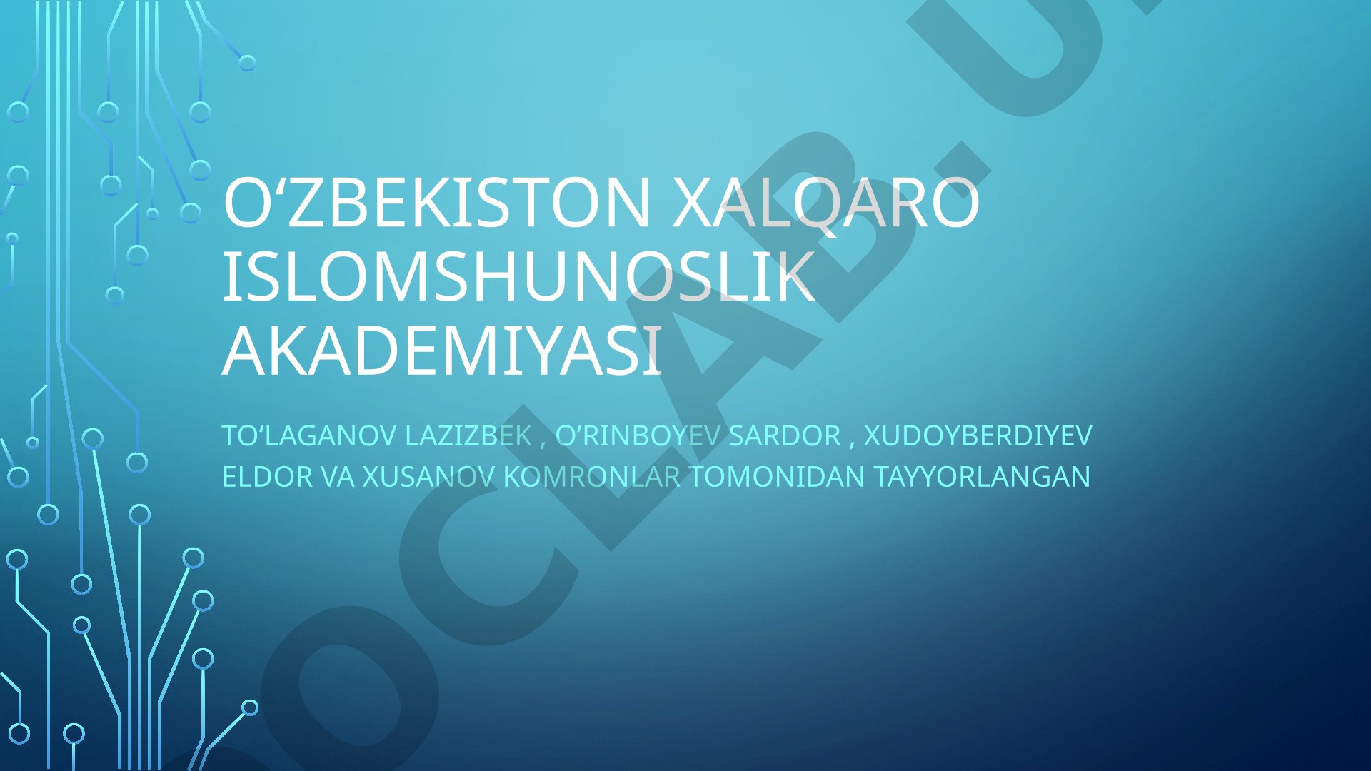 Tarbiya fanidan ta'lim jarayonini tashkil etishda shaxsga yo'naltirilgan texnologiyalar: KOMPYUTERLASHTIRILGAN O'QITISH TIZIMI