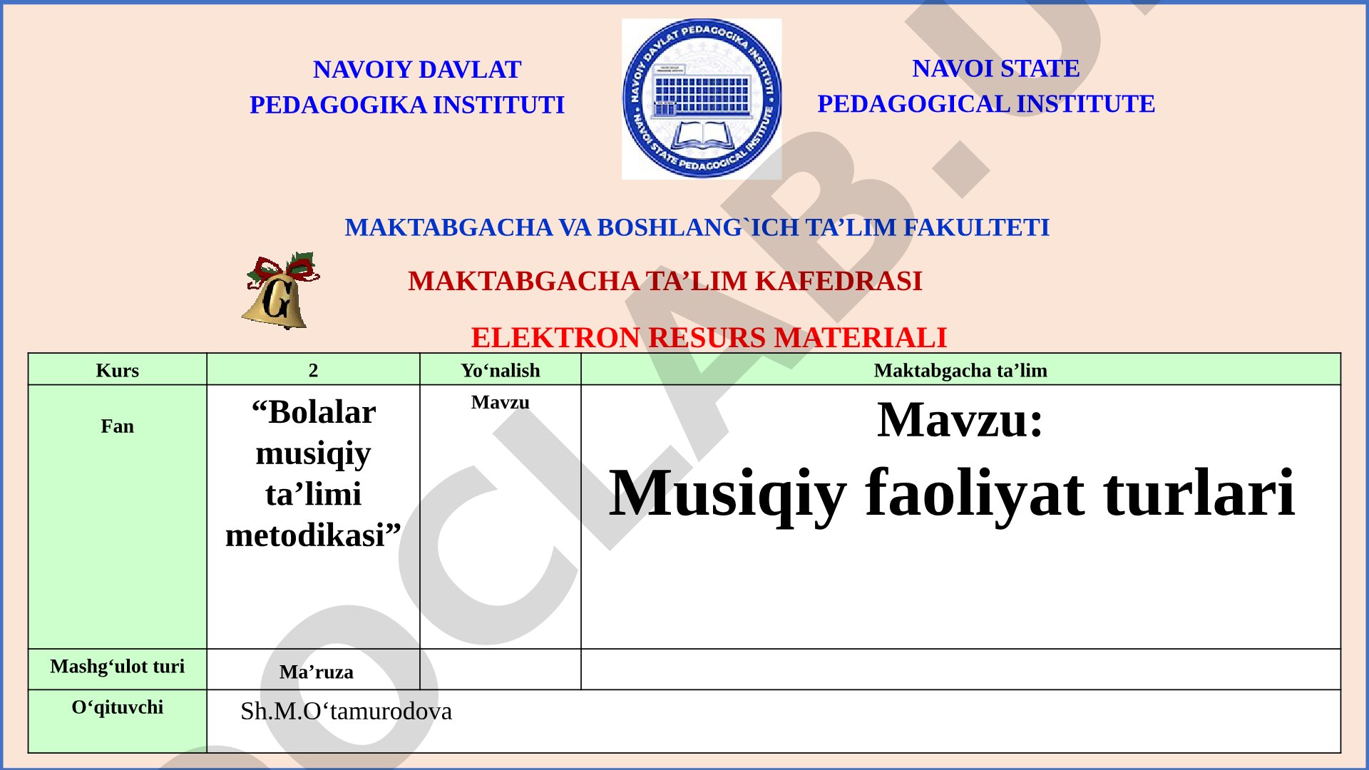 Musiqiy faoliyat turlari