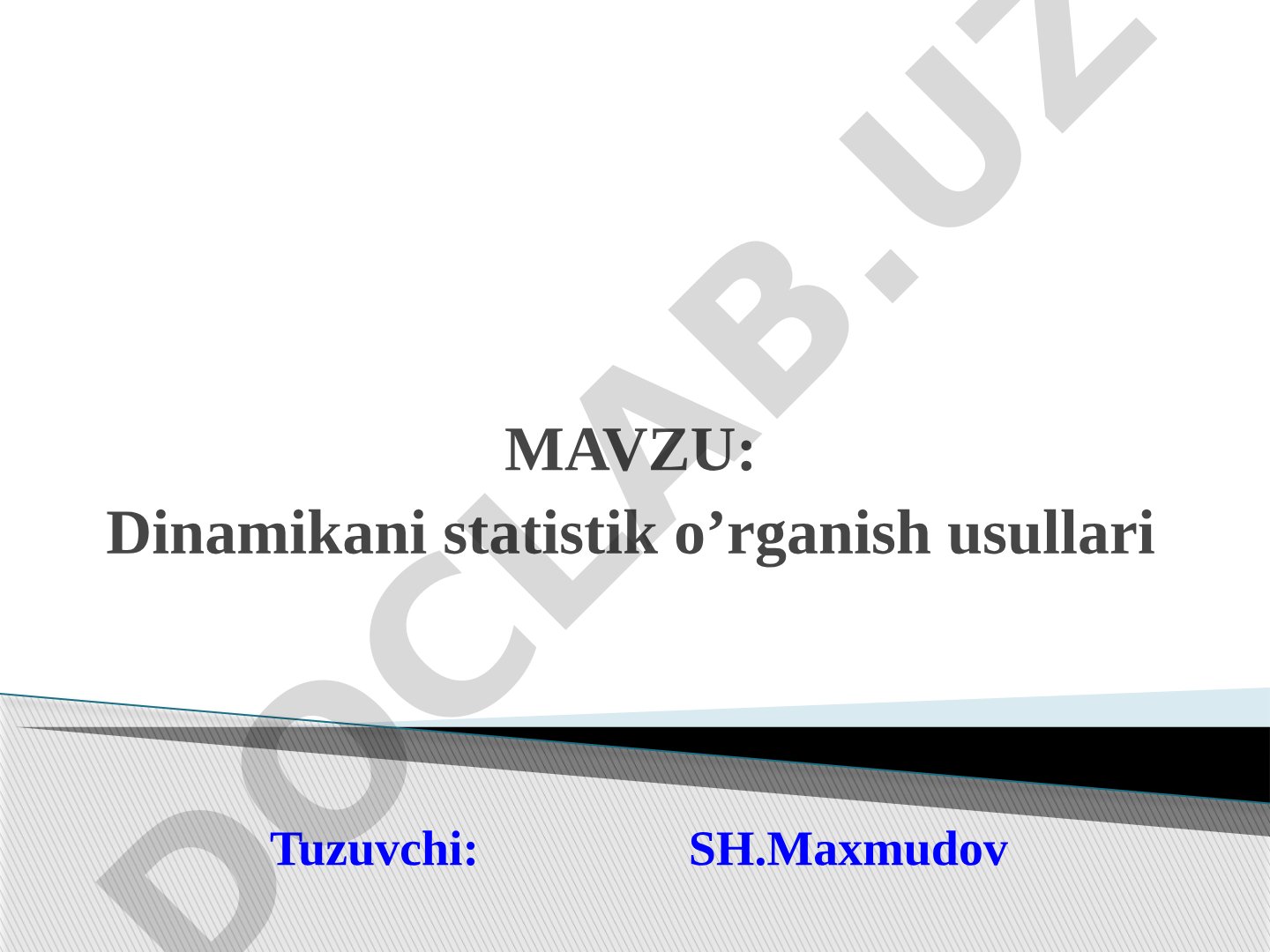 Dinamikani statistik o'rganish usullari