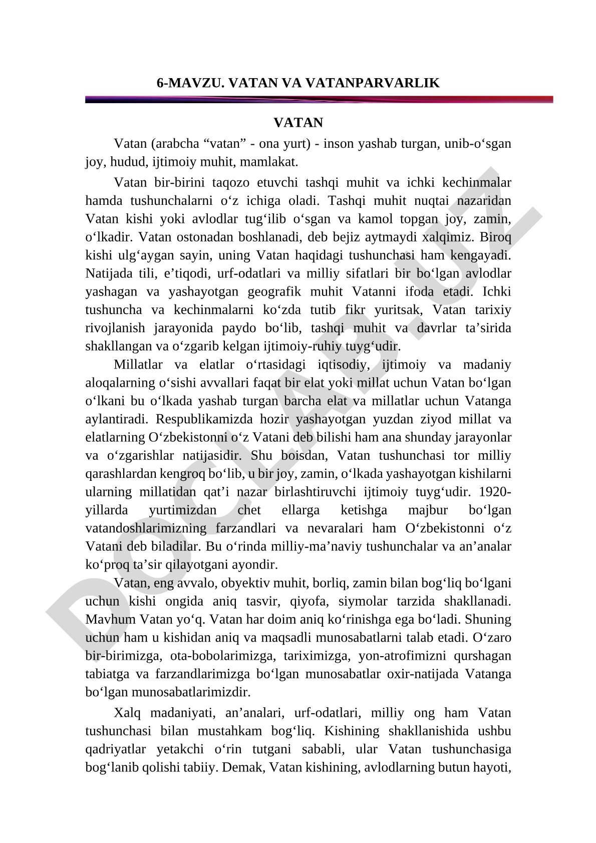 Vatan va vatanparvarlik