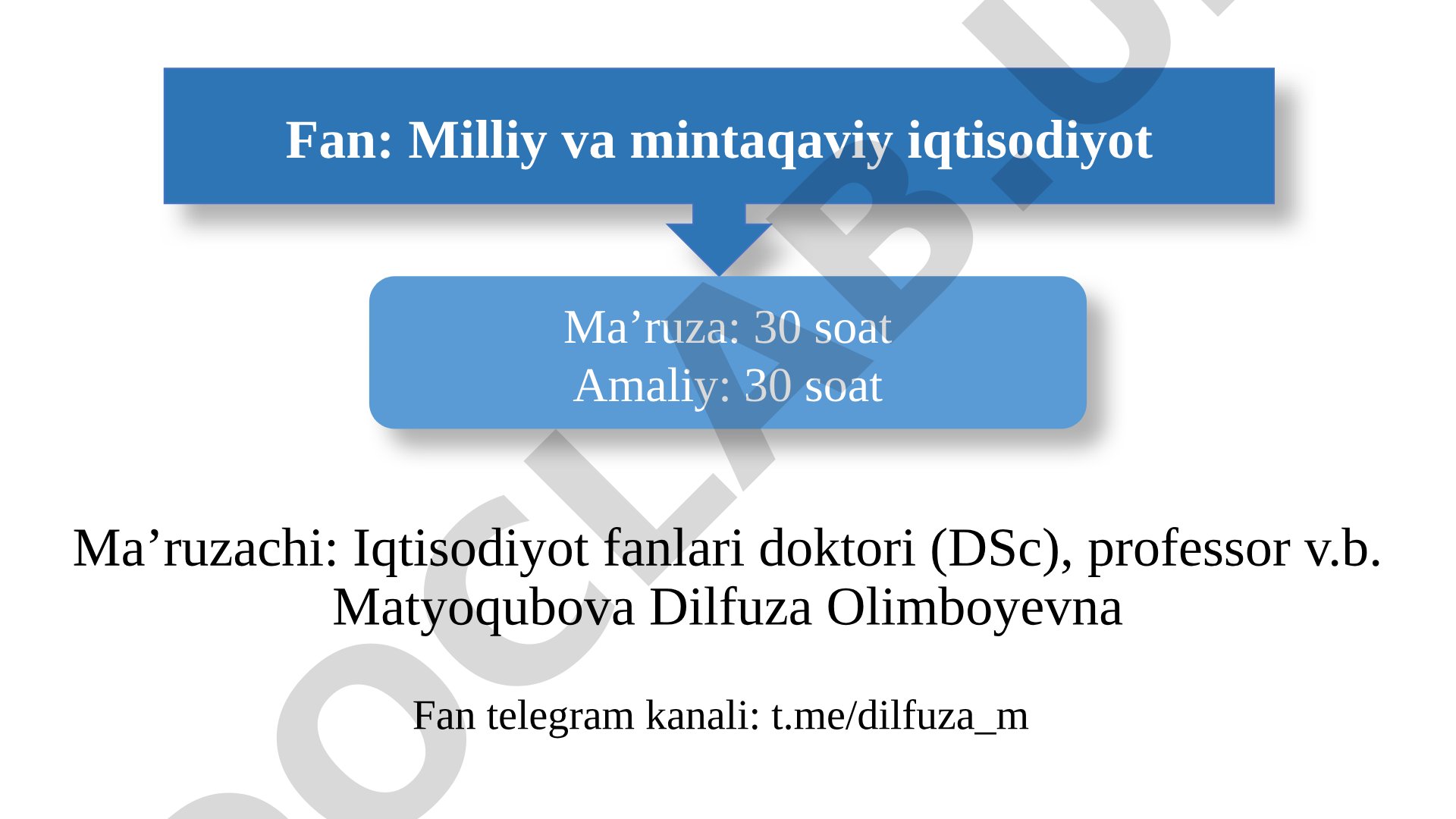 Milliy va mintaqaviy iqtisodiyot