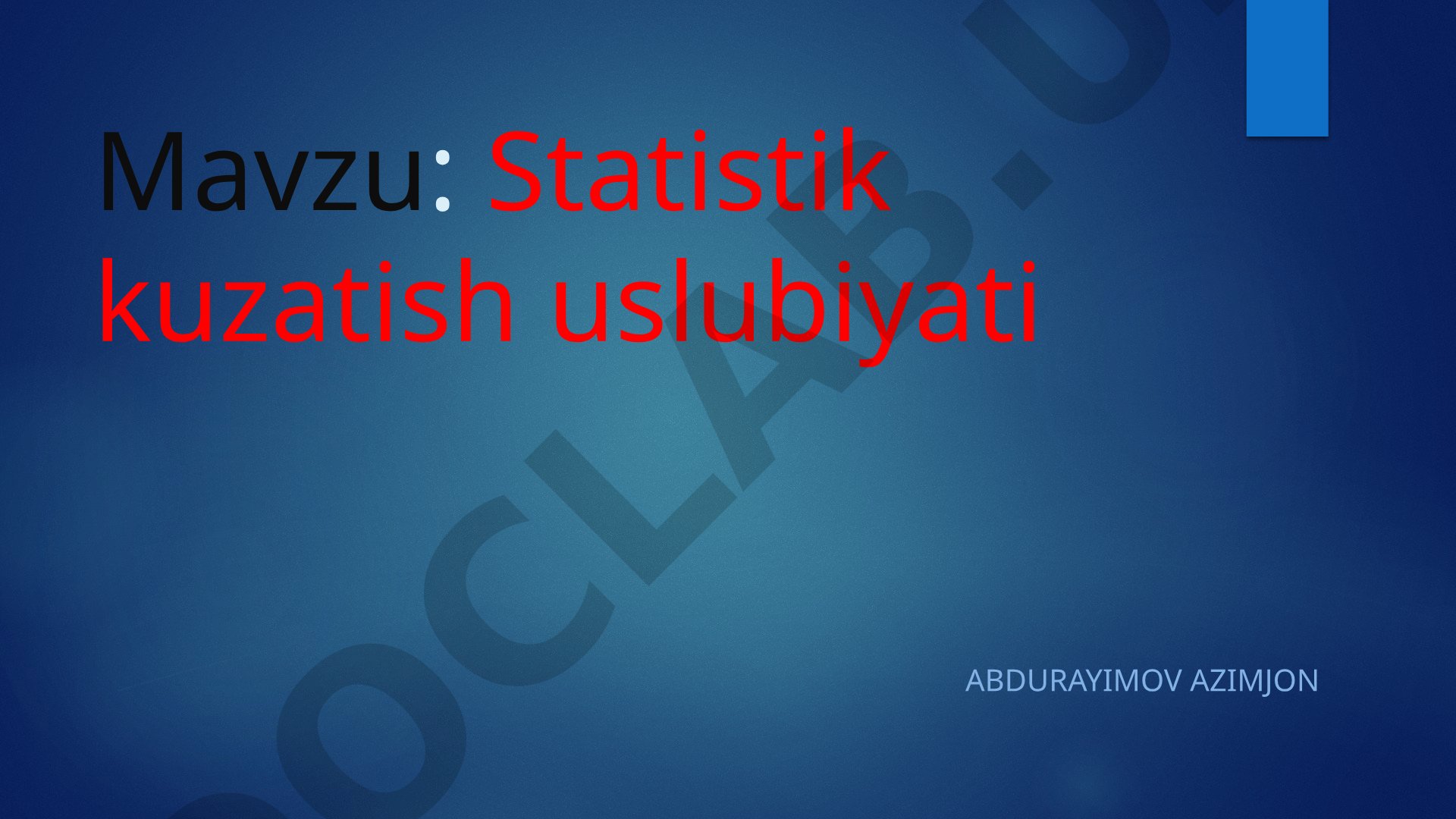 Statistik kuzatish uslubiyati