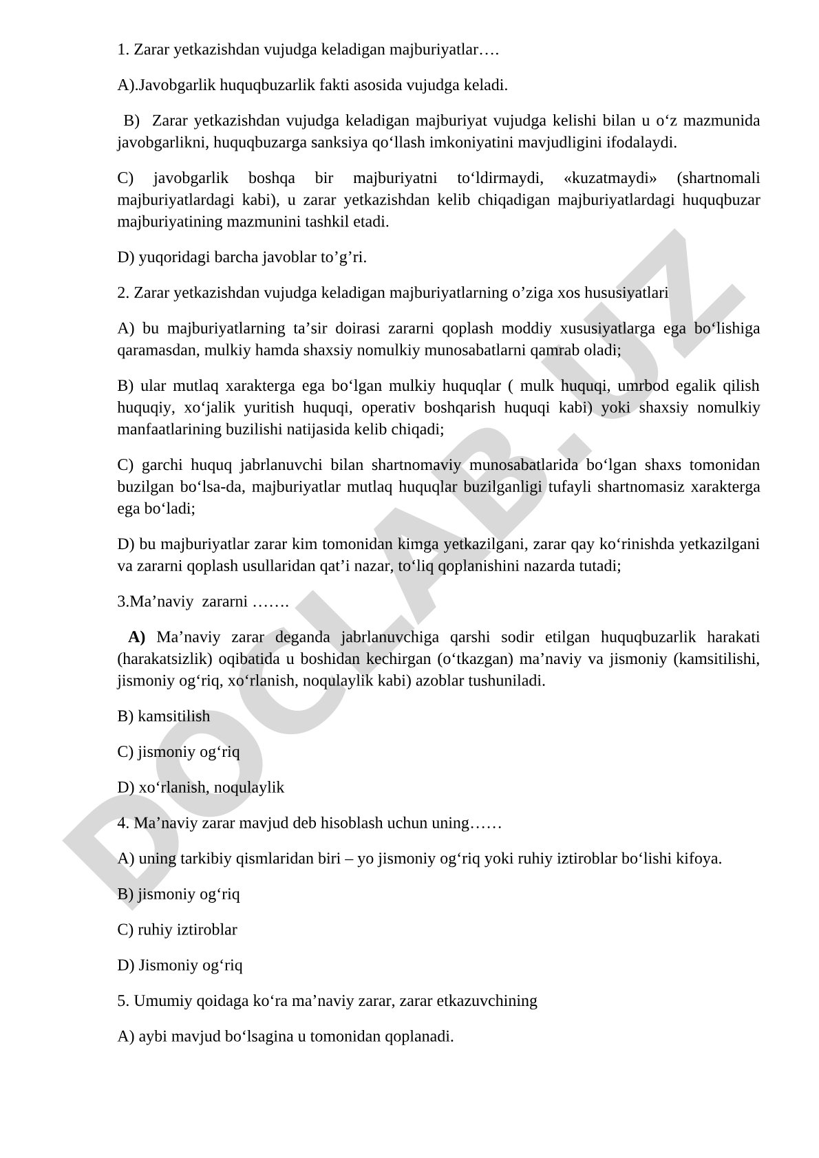 Zarar yetkazishdan vujudga keladigan majburiyatlar