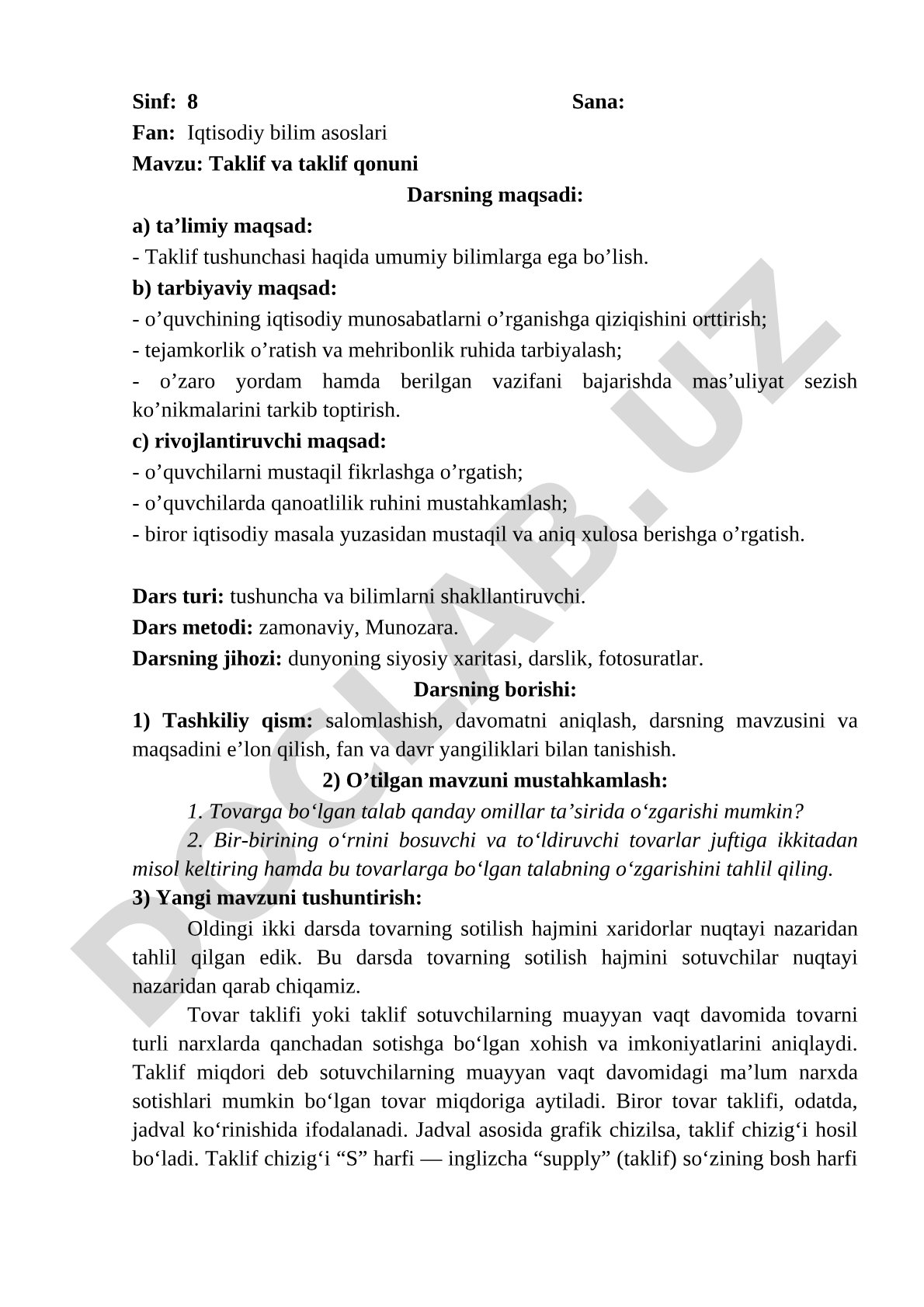 Taklif va taklif qonuni