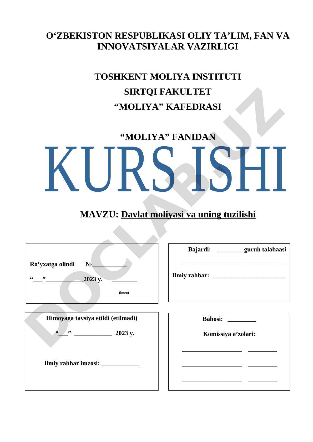 Davlat moliyasi va uning tuzilishi