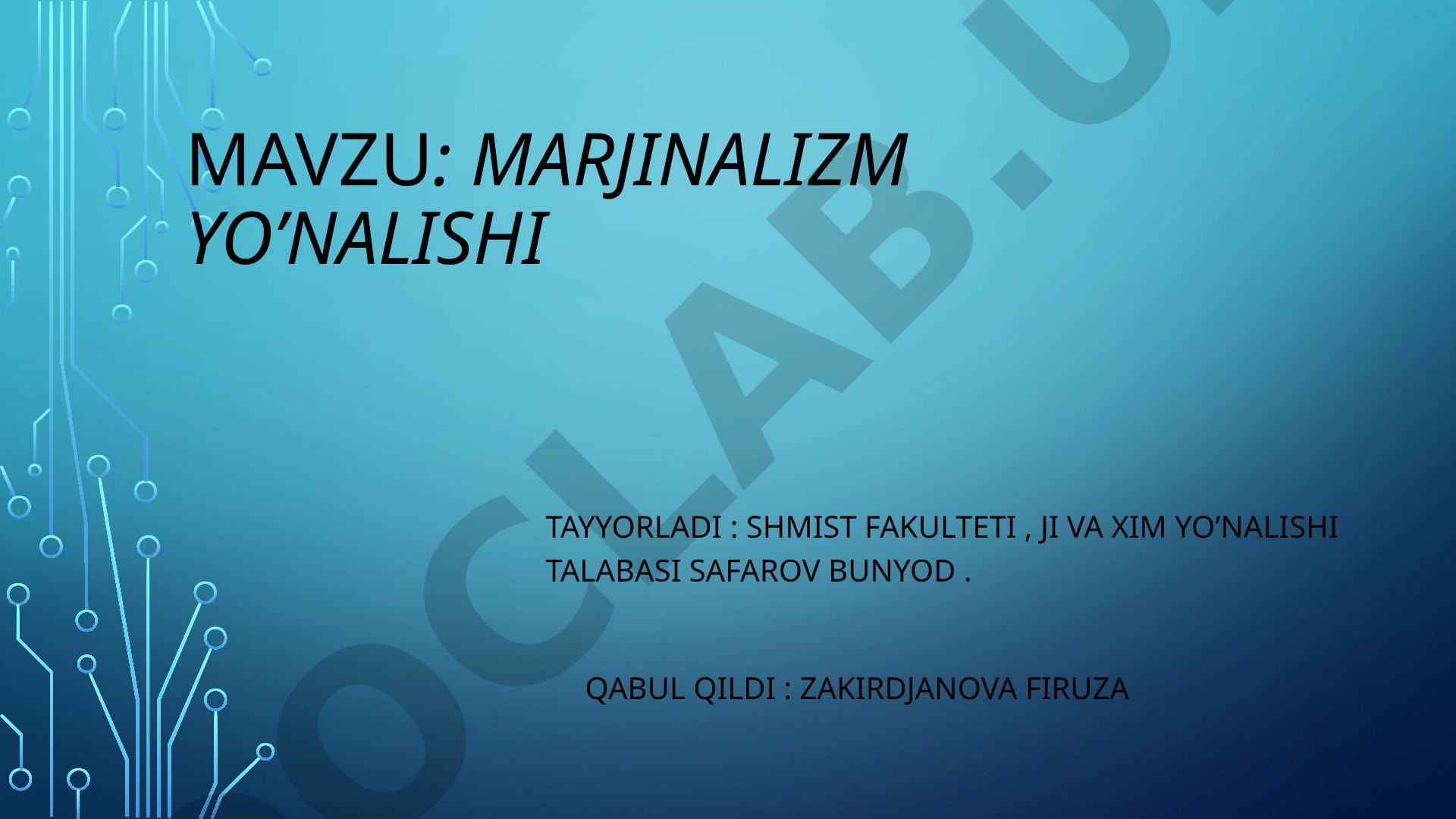 Marjinalizm yo'nalishi tarixi, namoyandalari, asosiy kategoriyalari va iqtisodiy
