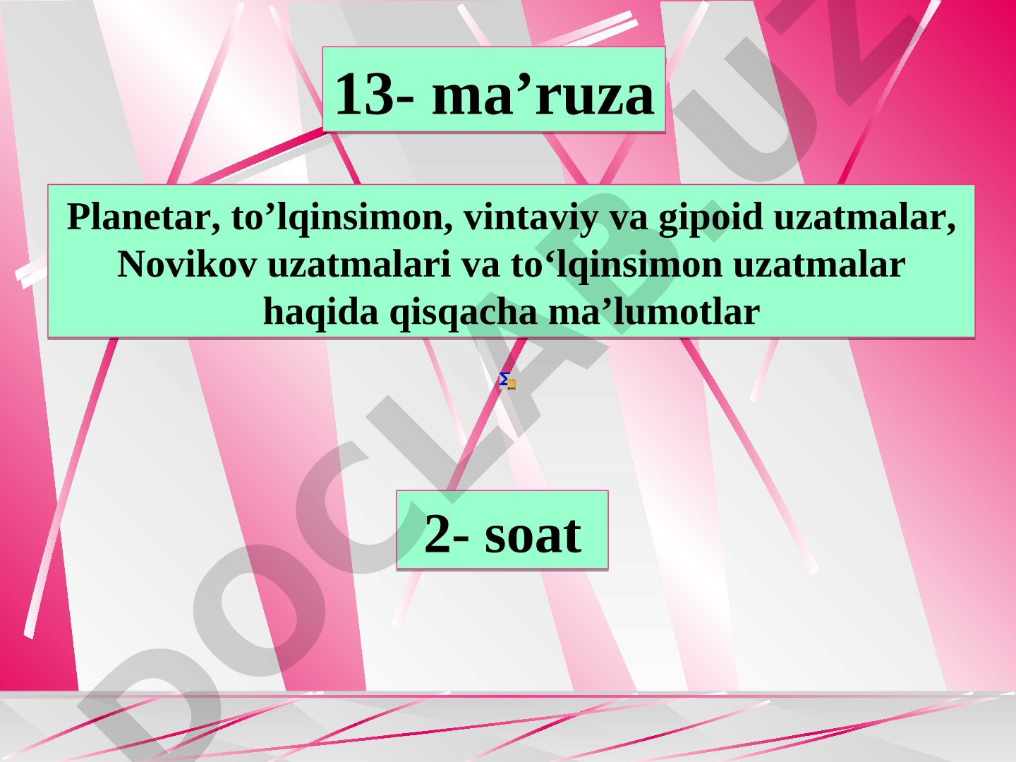 Planetar, to’lqinsimon, vintaviy, gipoid va Novikov uzatmalari