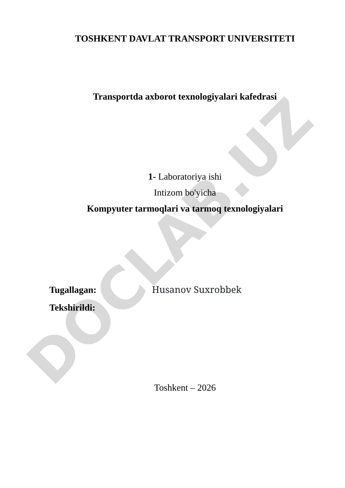 Kompyuter tarmoqlari va tarmoq texnologiyalari