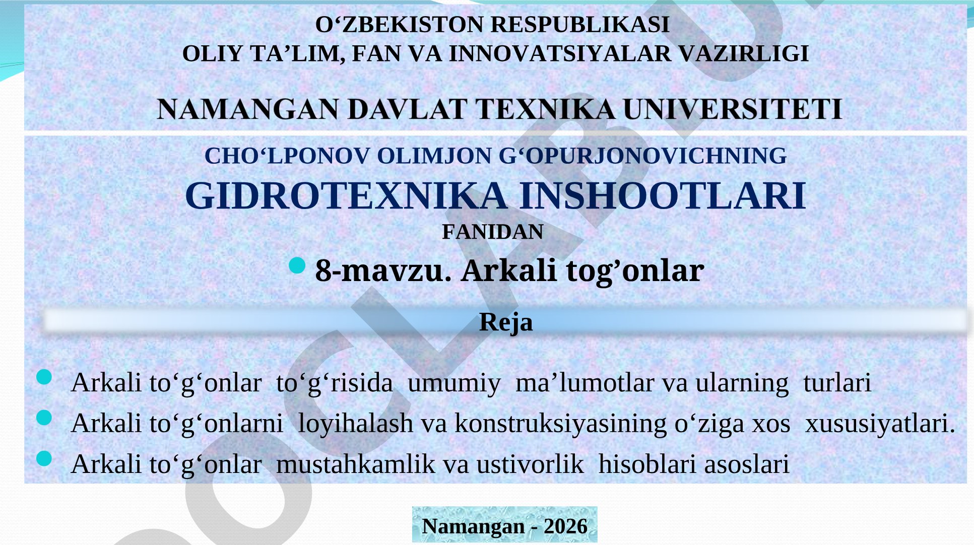 Arkali to‘g‘onlar