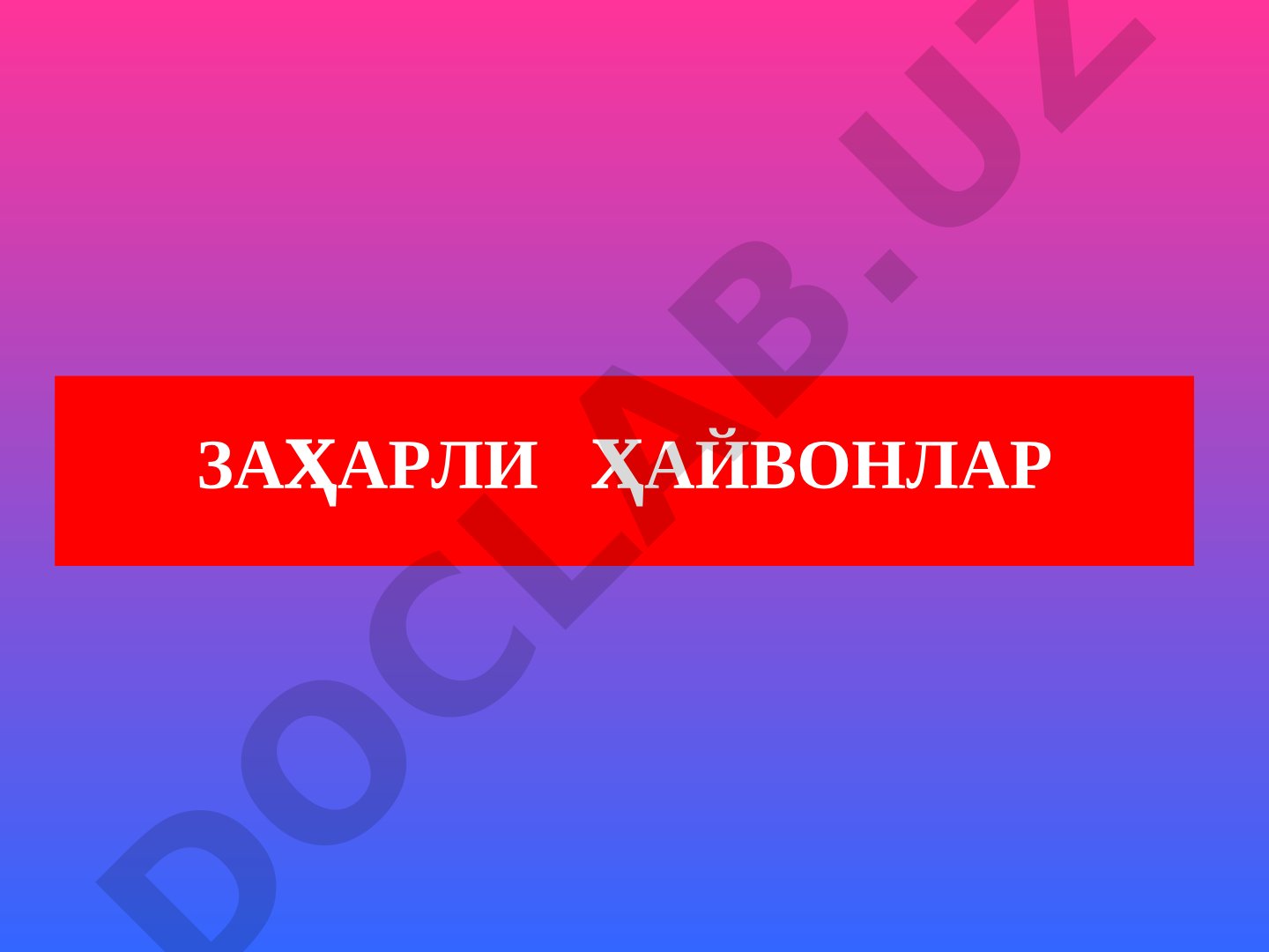 Заҳарли ҳайвонлар