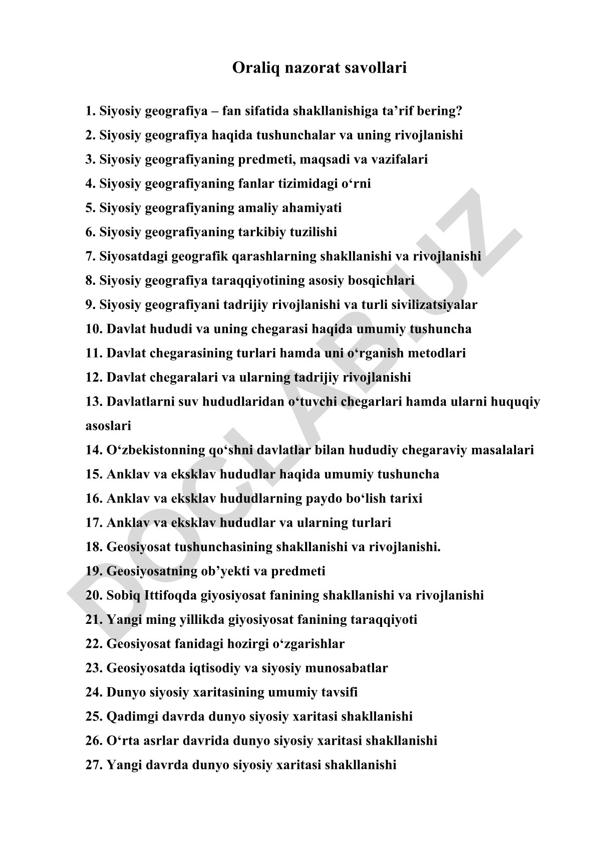 Siyosiy geografiya fanining shakllanishi, rivojlanishi va amaliy ahamiyati