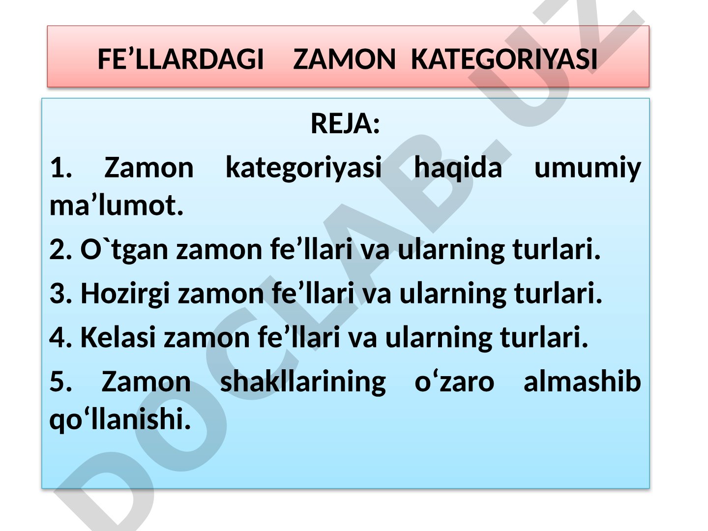 Fe'llardagi zamon kategoriyasi