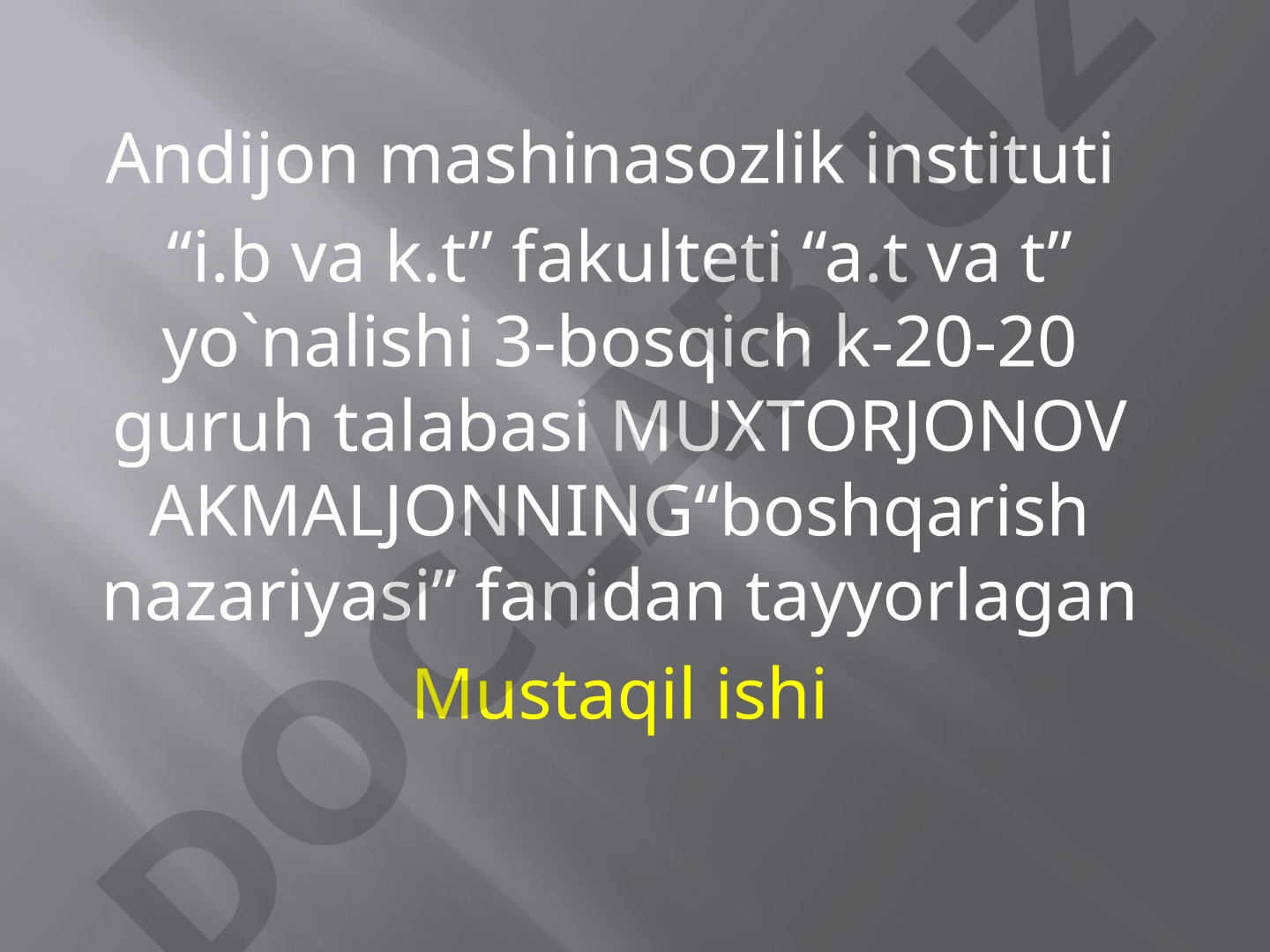 AVTOMATIK BOSHQARISH TIZIMLARINING HARAKTERISTIKALARI