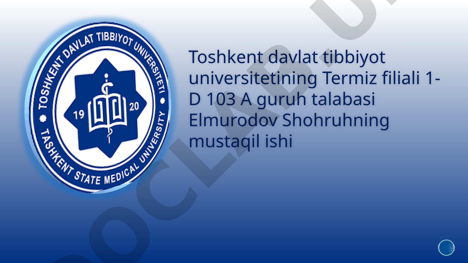 Biologik to’qimalar va qattiq jisimlarning zichligini aniqlash