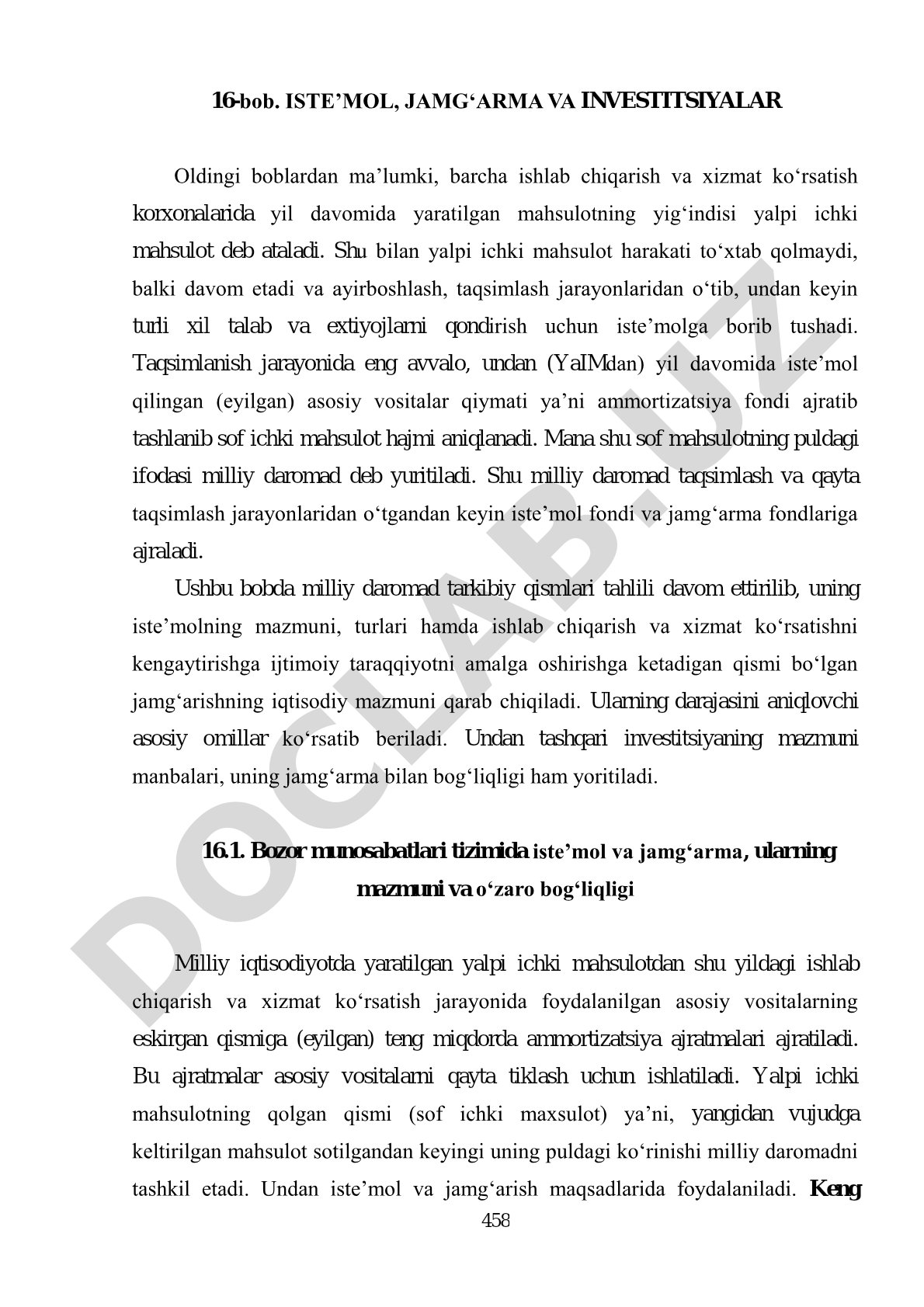 Iste'mol, jamg'arma va investitsiyalar