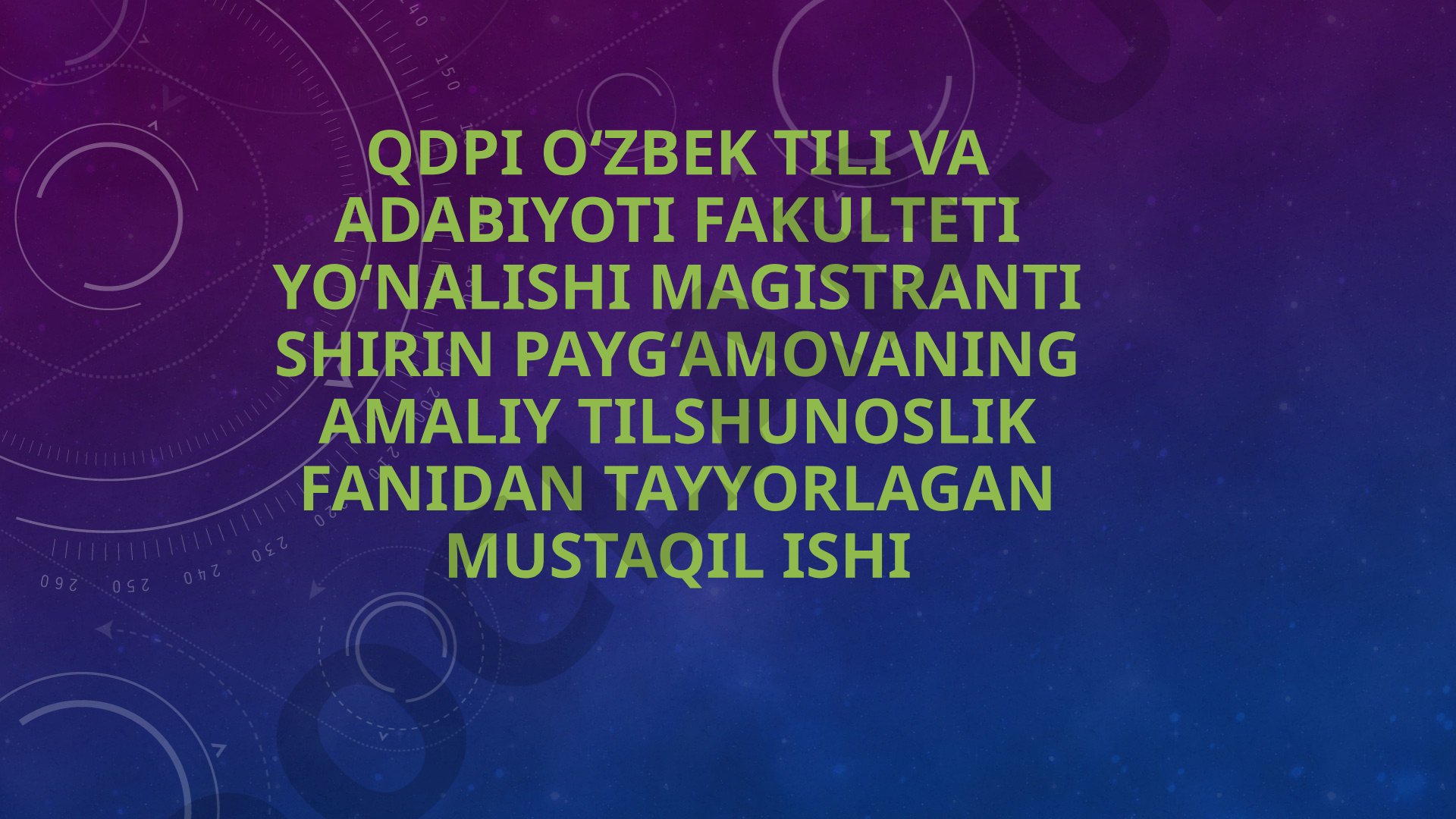 Amaliy tilshunoslik fanidan mustaqil ish